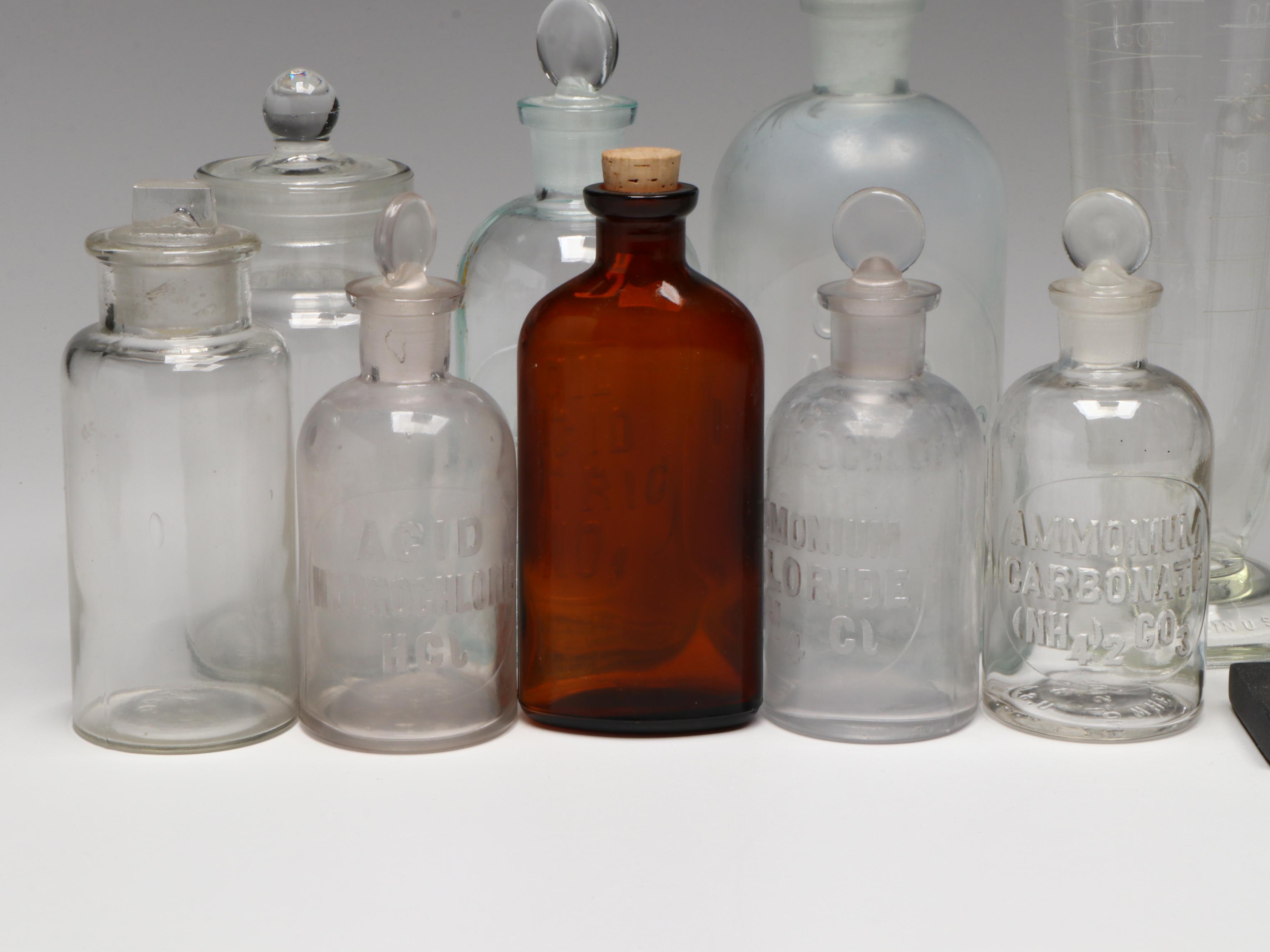 Glass Apothecary Jars with Funnels, Beakers, Test Tubes and More