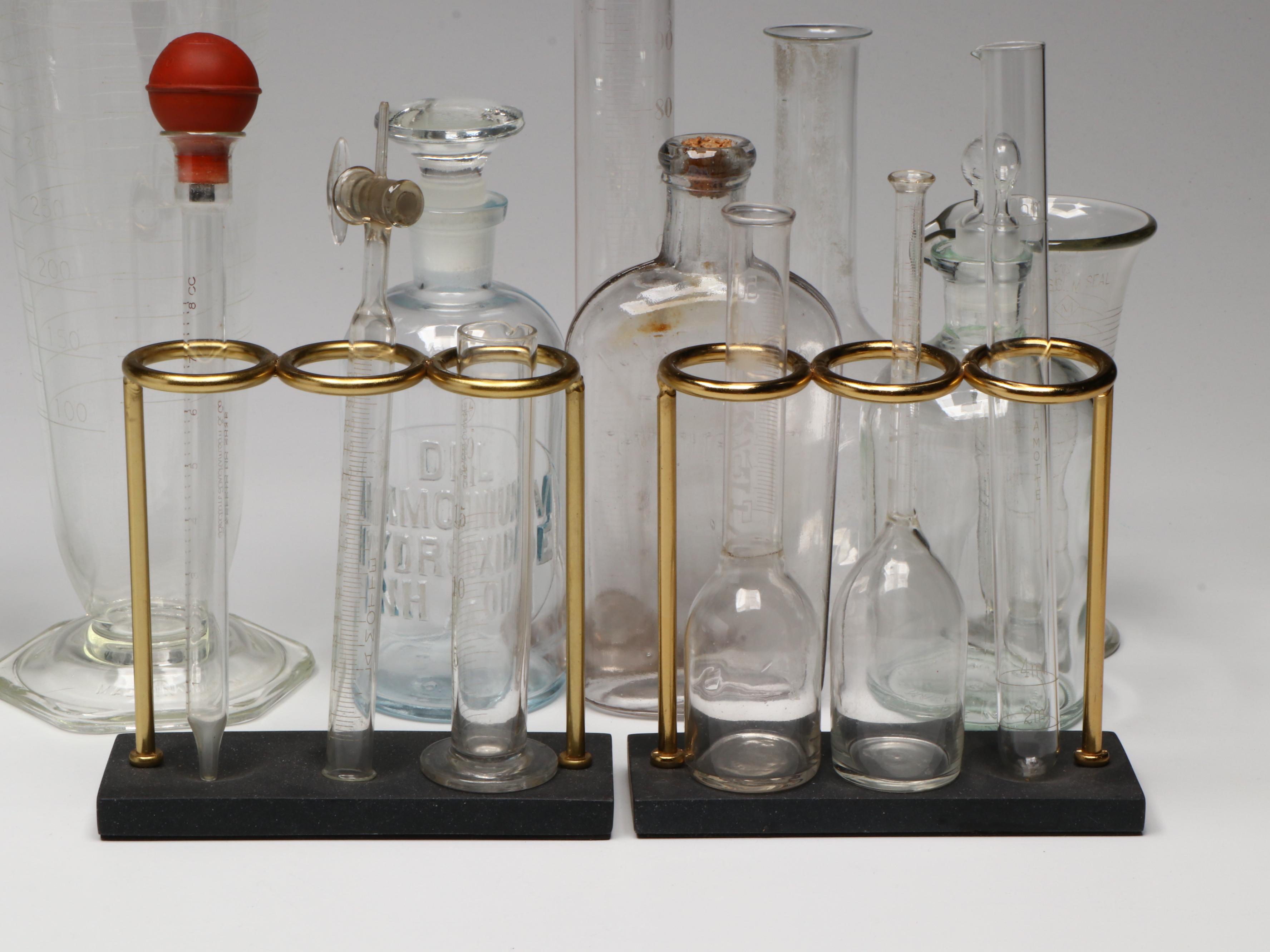 Glass Apothecary Jars with Funnels, Beakers, Test Tubes and More