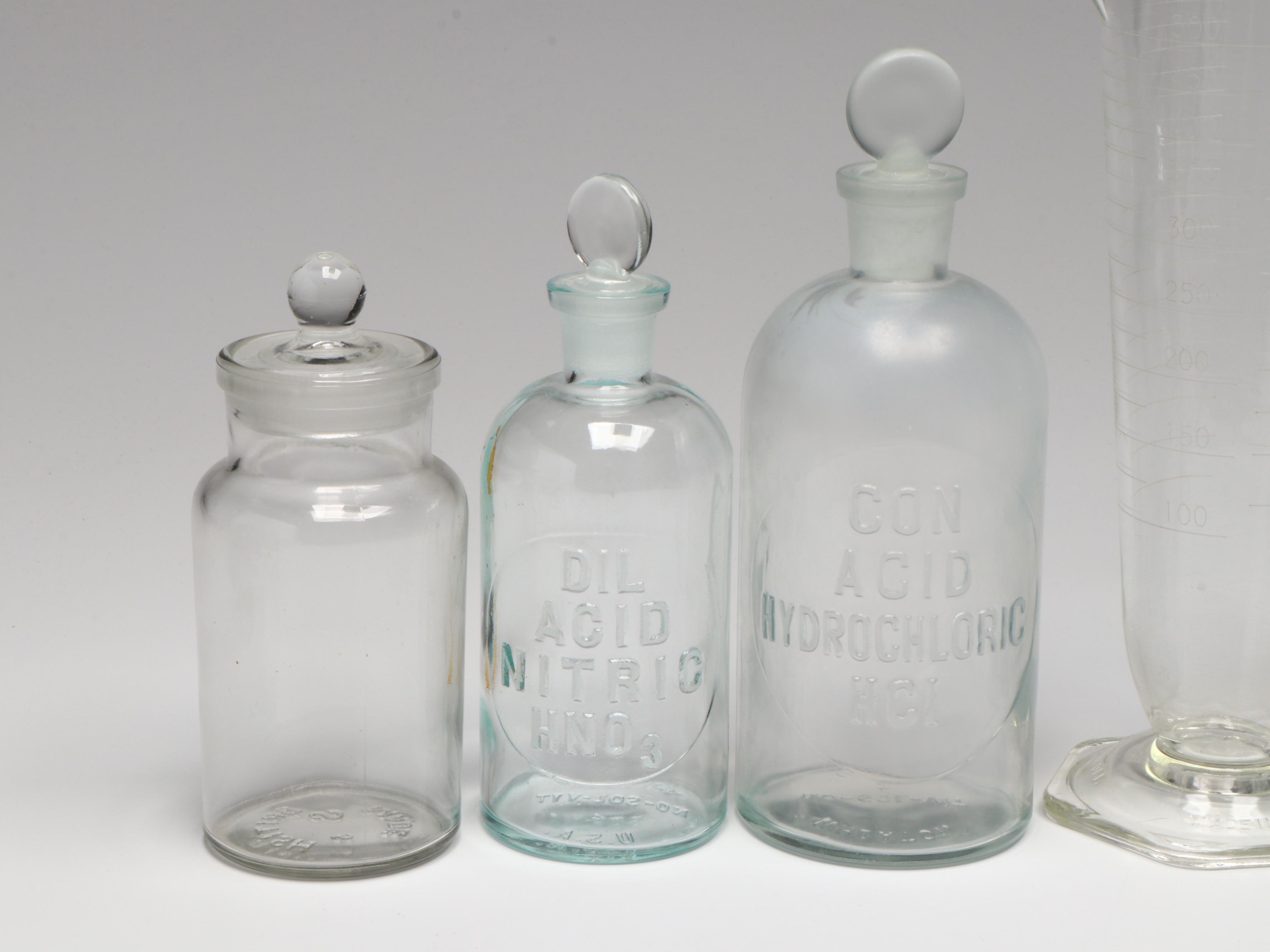 Glass Apothecary Jars with Funnels, Beakers, Test Tubes and More