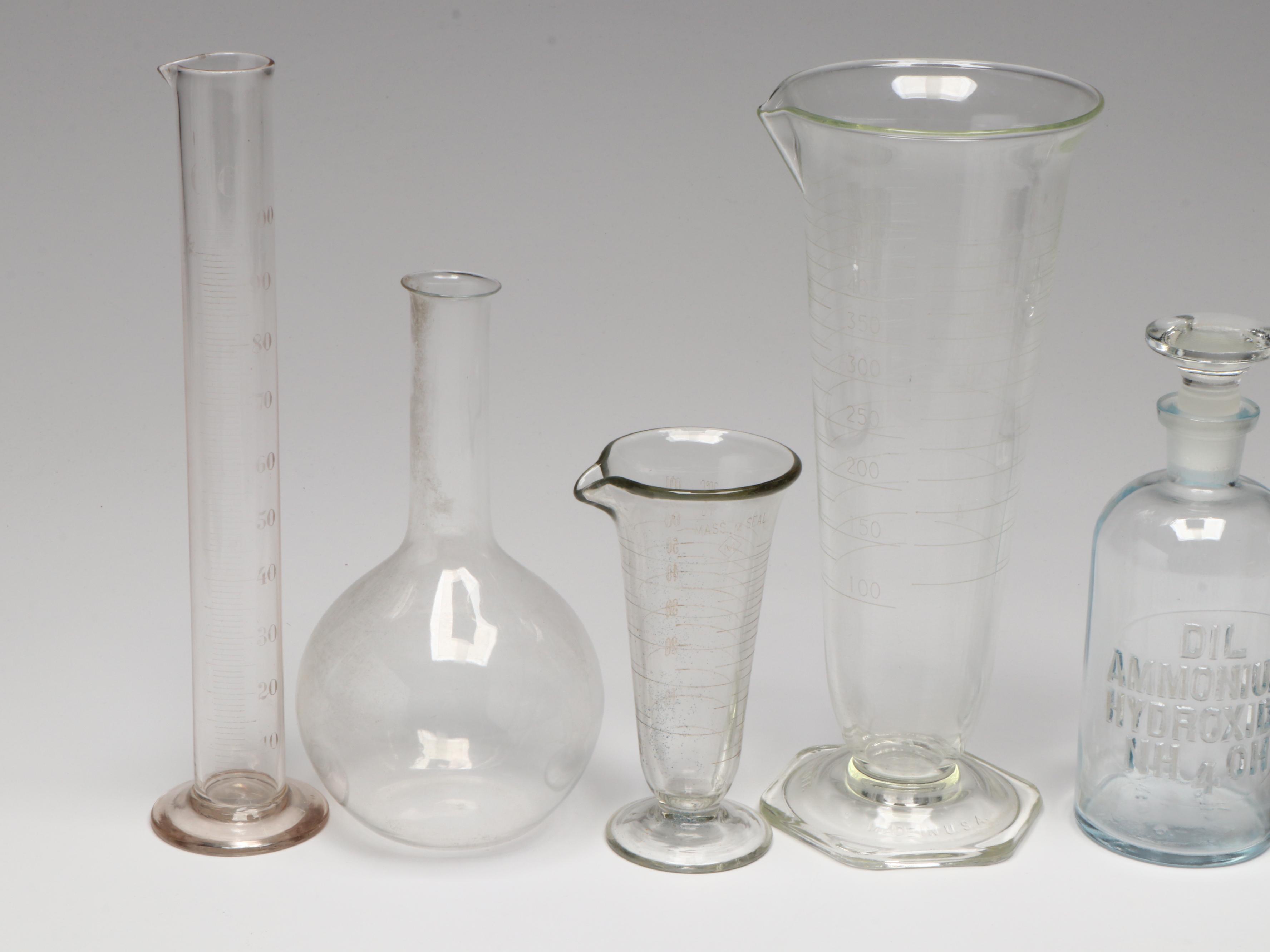 Glass Apothecary Jars with Funnels, Beakers, Test Tubes and More