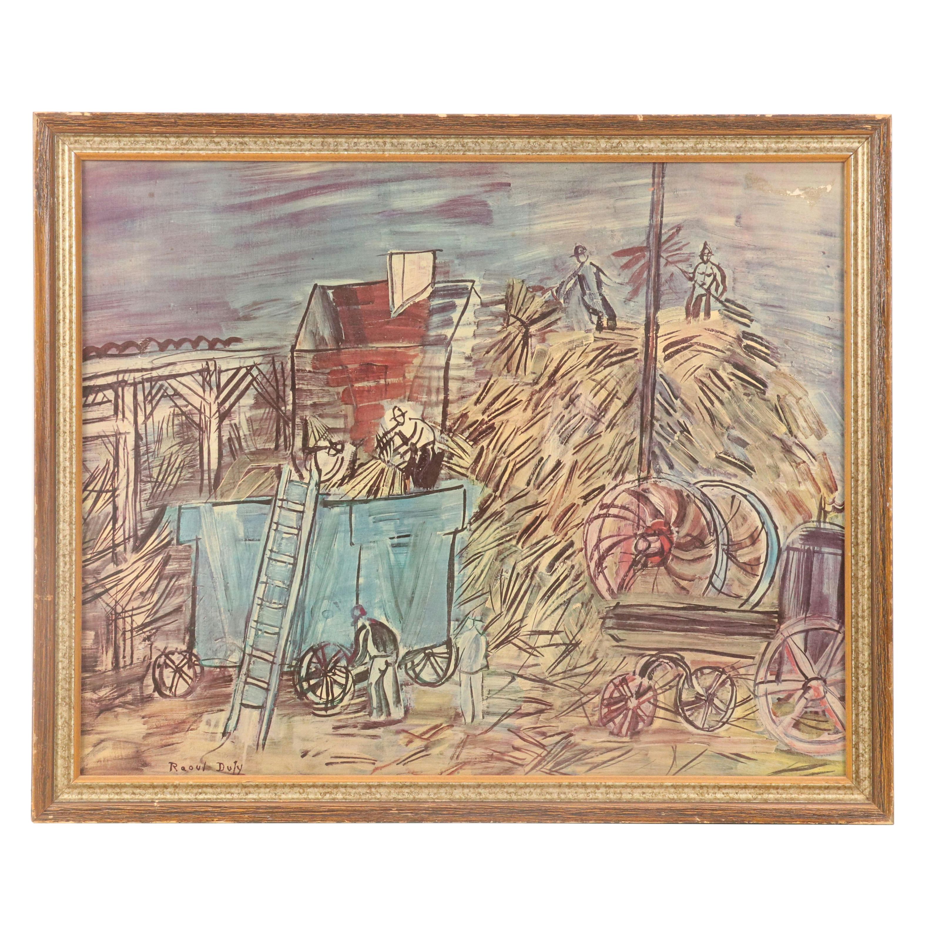 Offset Lithograph "Threshing with a Blue Machine" After Raoul Dufy