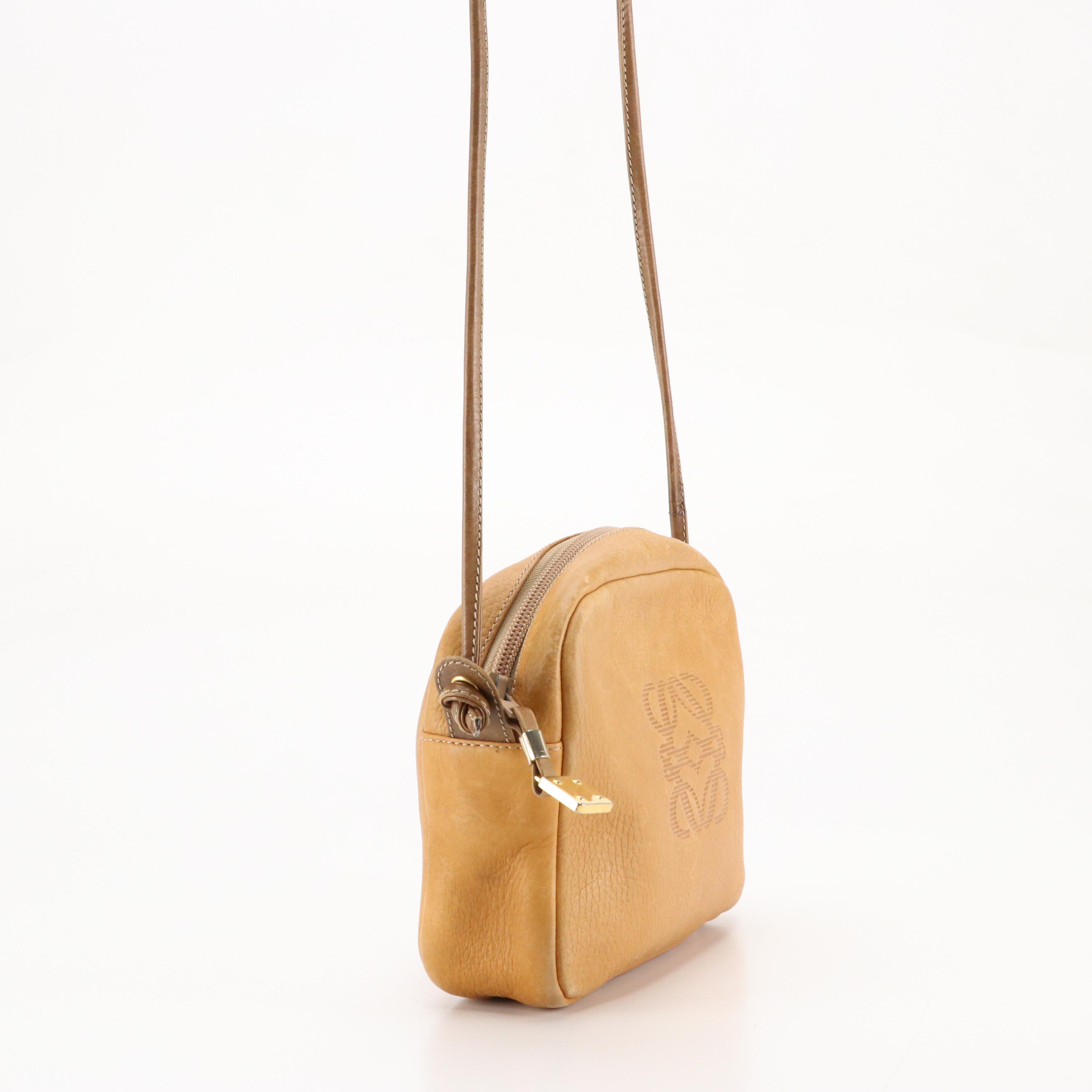 Loewe Anagram Embossed Crossbody Bag in Grained Leather