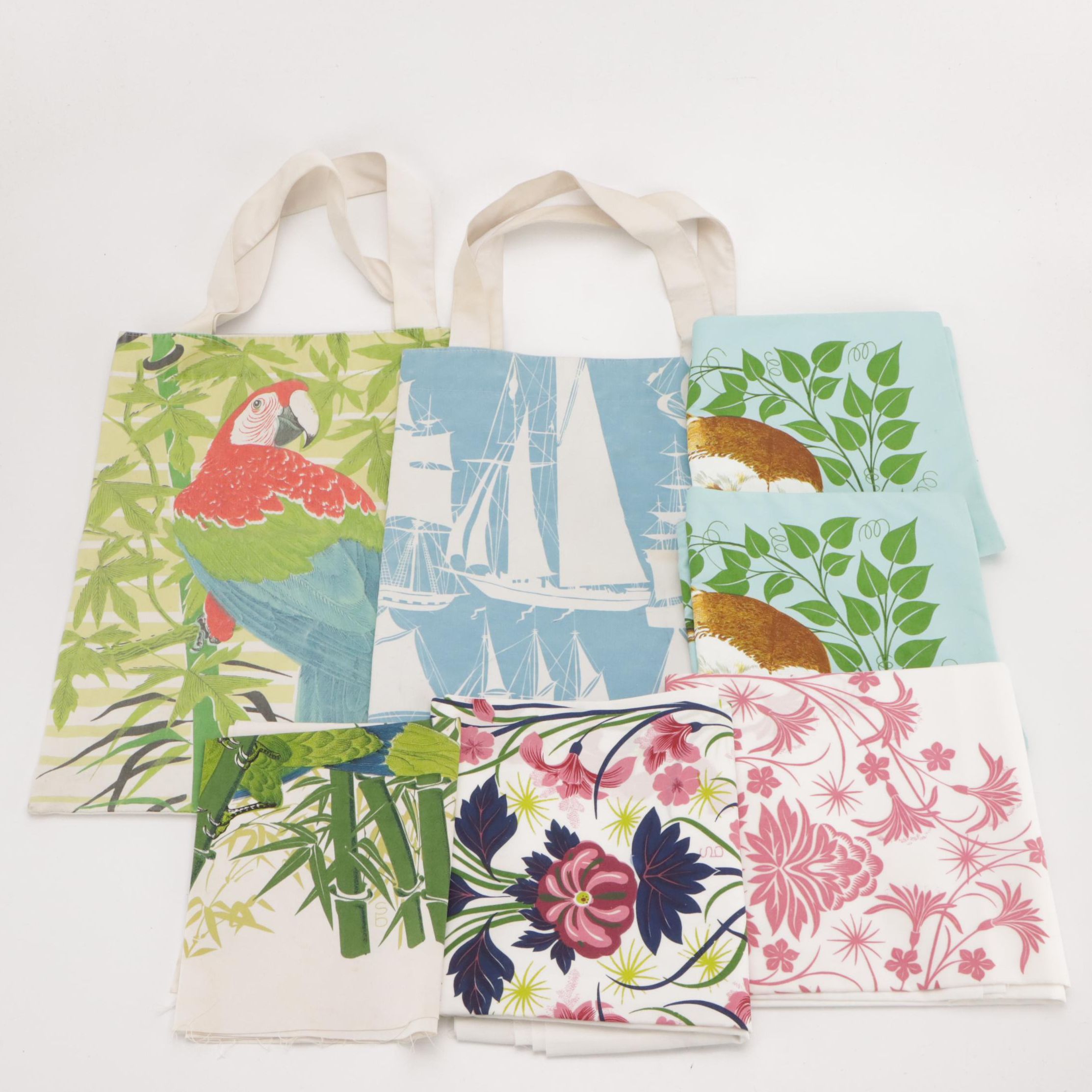 Bagshaws of St. Lucia Silk Screen Textile Totes, Pillow Covers, and Remnants