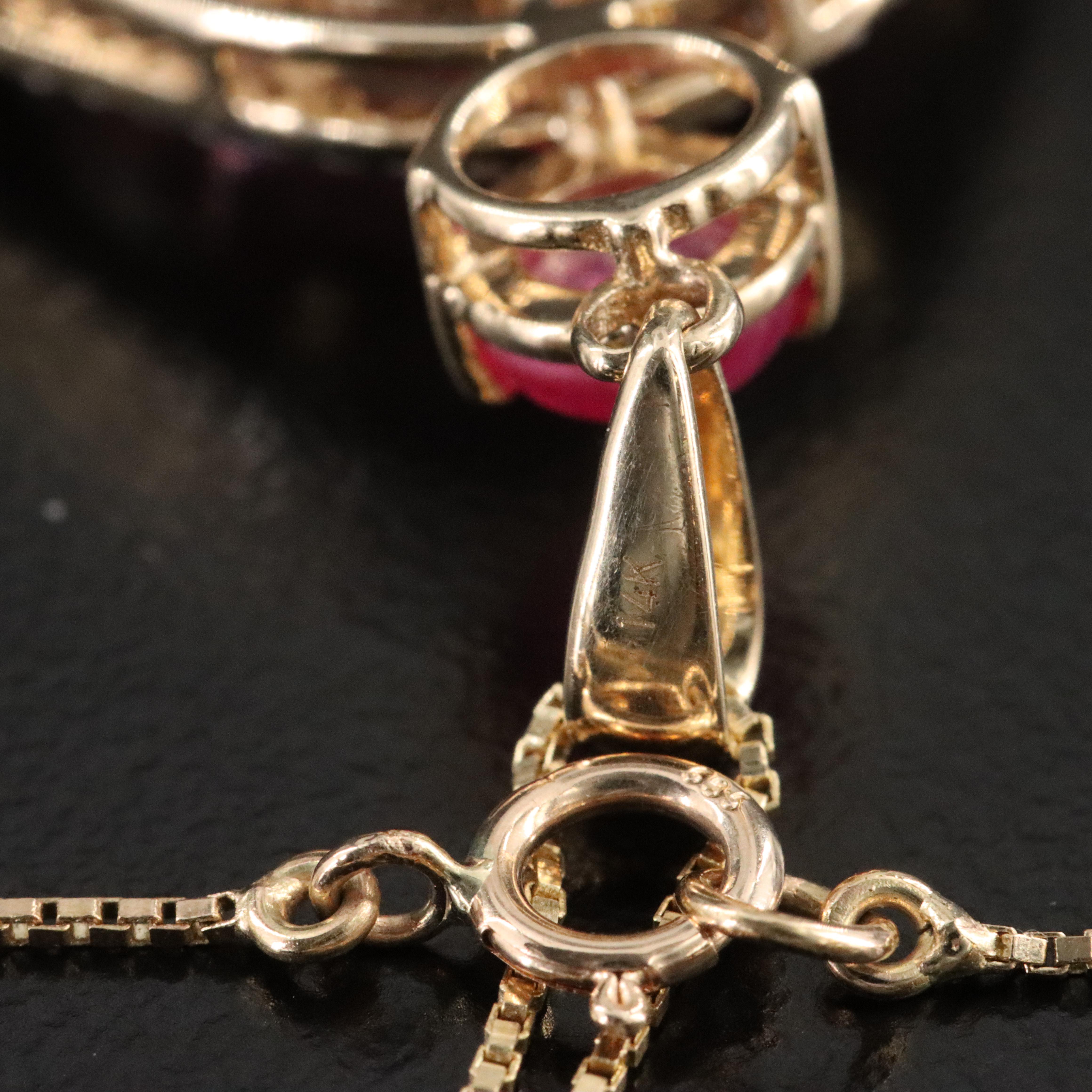 14K 15.08 CT Rubellite, Ruby and Diamond Pendant Necklace with IGI Report