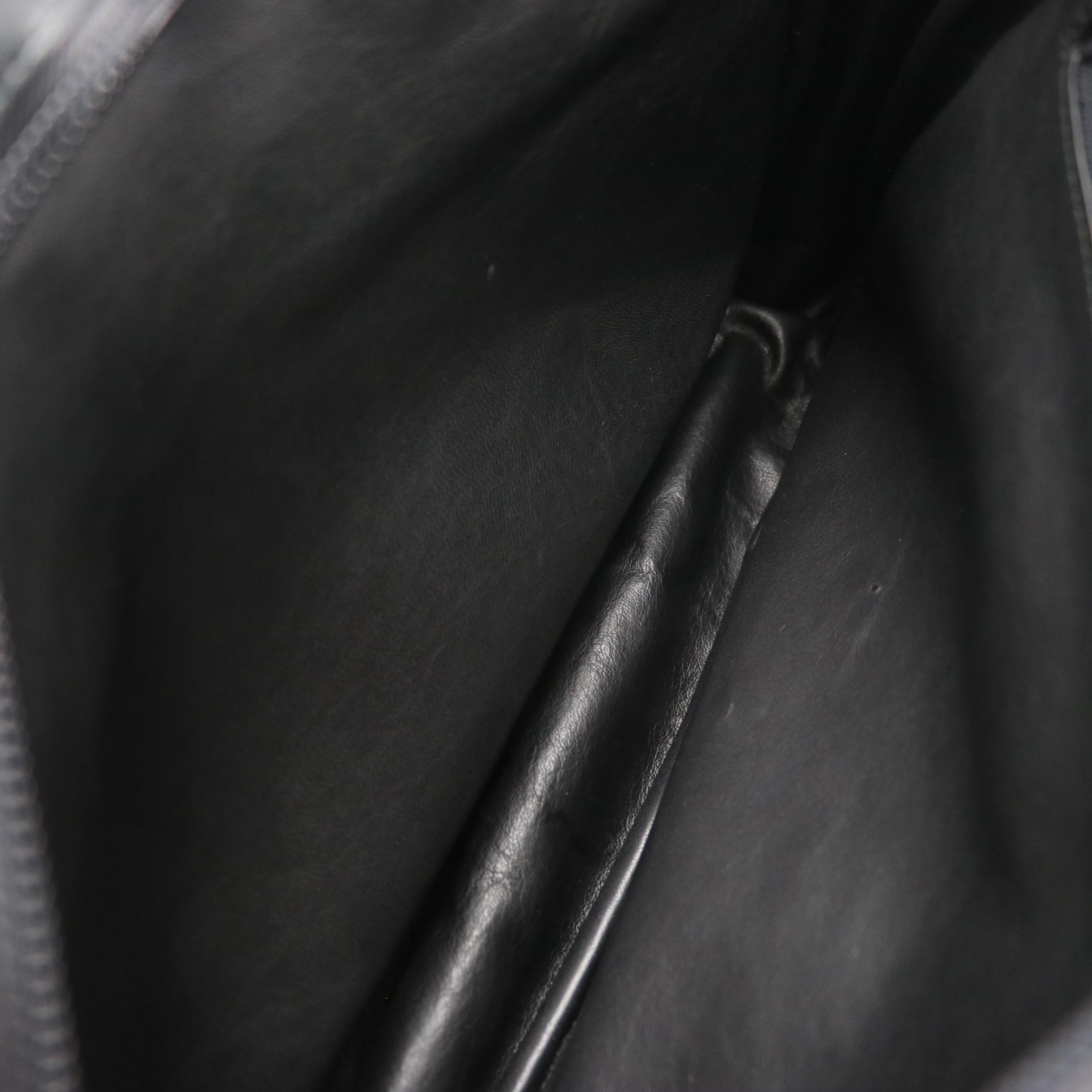 Loewe Anagram Embossed Shoulder Bag in Dark Navy Calfskin Leather