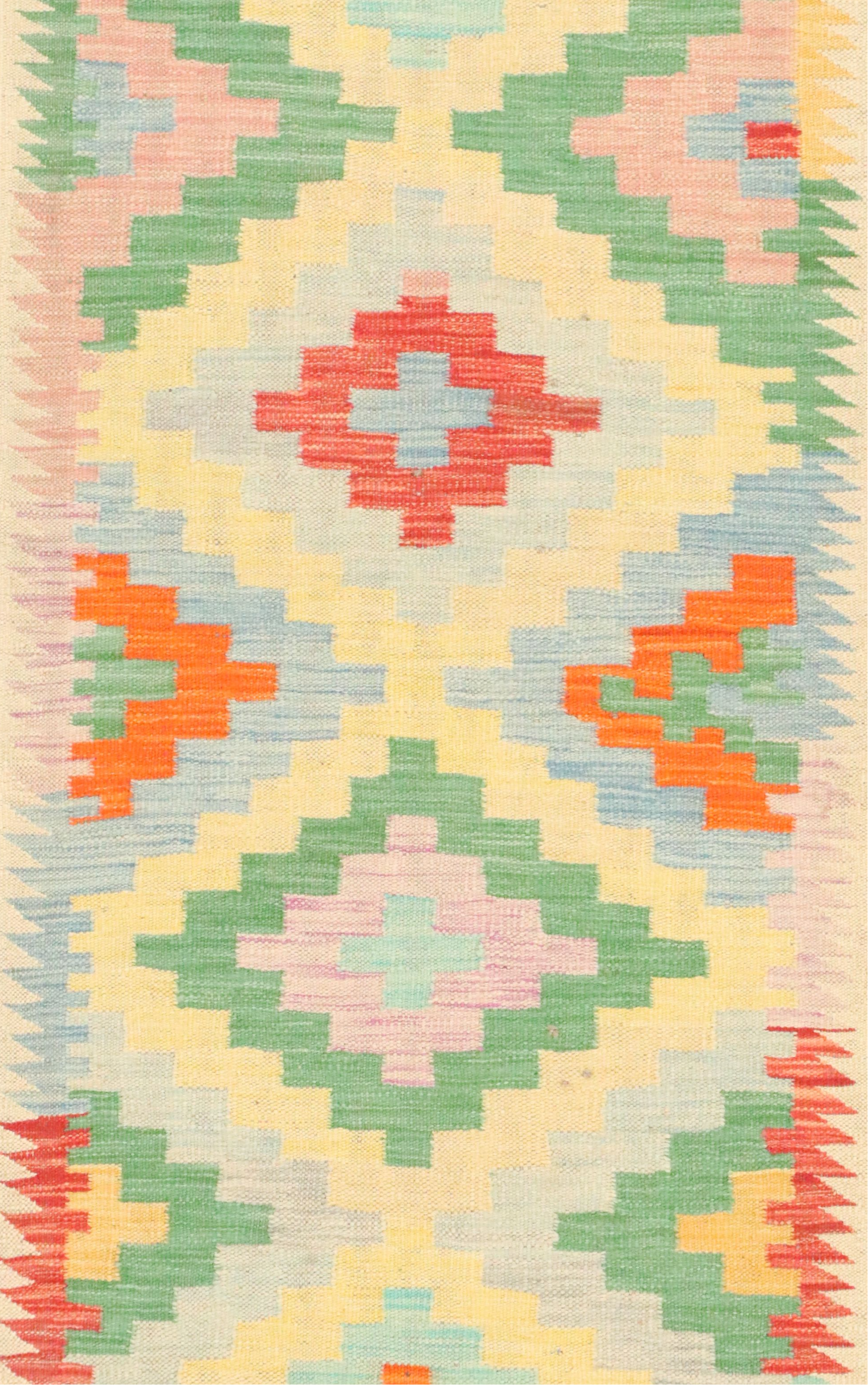 2'5 x 16'2 Handwoven Pakistani Kilim Carpet Runner