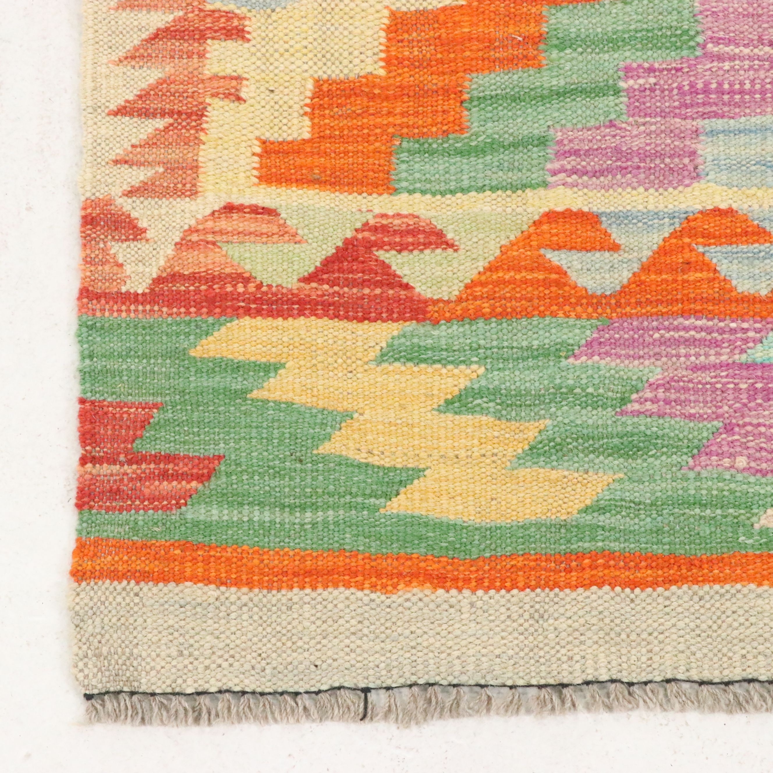 2'5 x 16'2 Handwoven Pakistani Kilim Carpet Runner