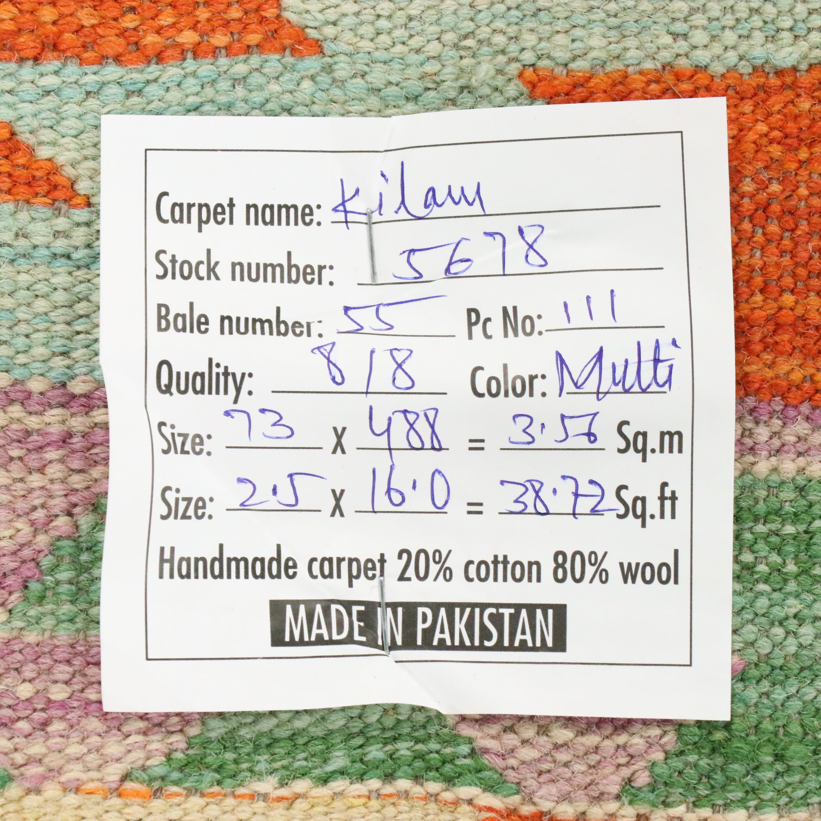 2'5 x 16'2 Handwoven Pakistani Kilim Carpet Runner