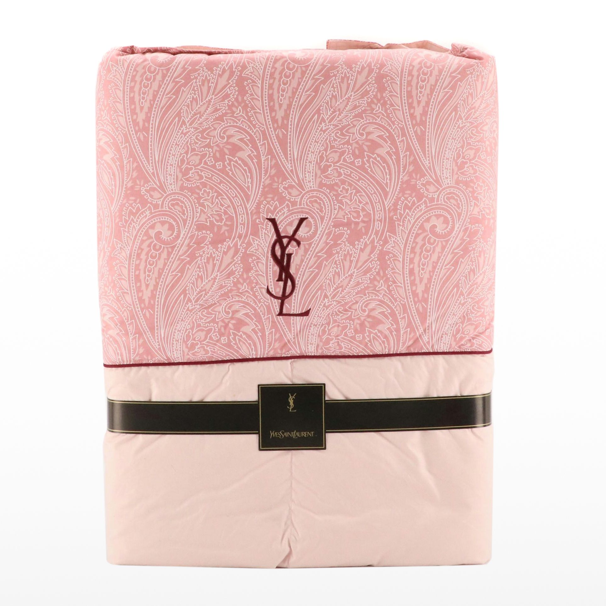 Yves Saint Laurent Pink Paisley Cotton Down Coverlet in Box