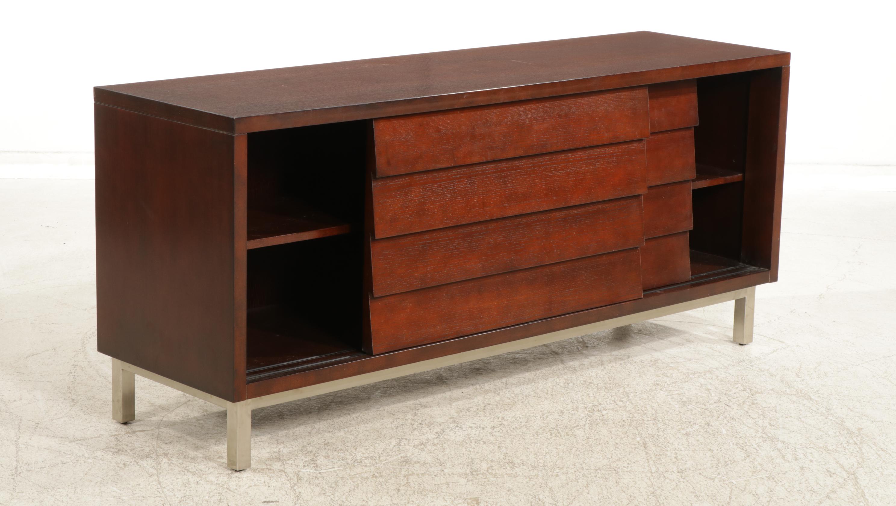 Ethan Allen Console Cabinet with Sliding Louvered Doors