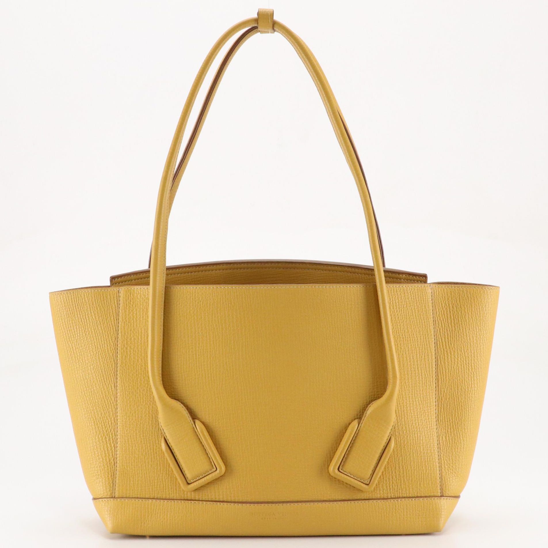 Bottega Veneta Arco Tote in Sunflower Yellow Leather with White Top Stitching