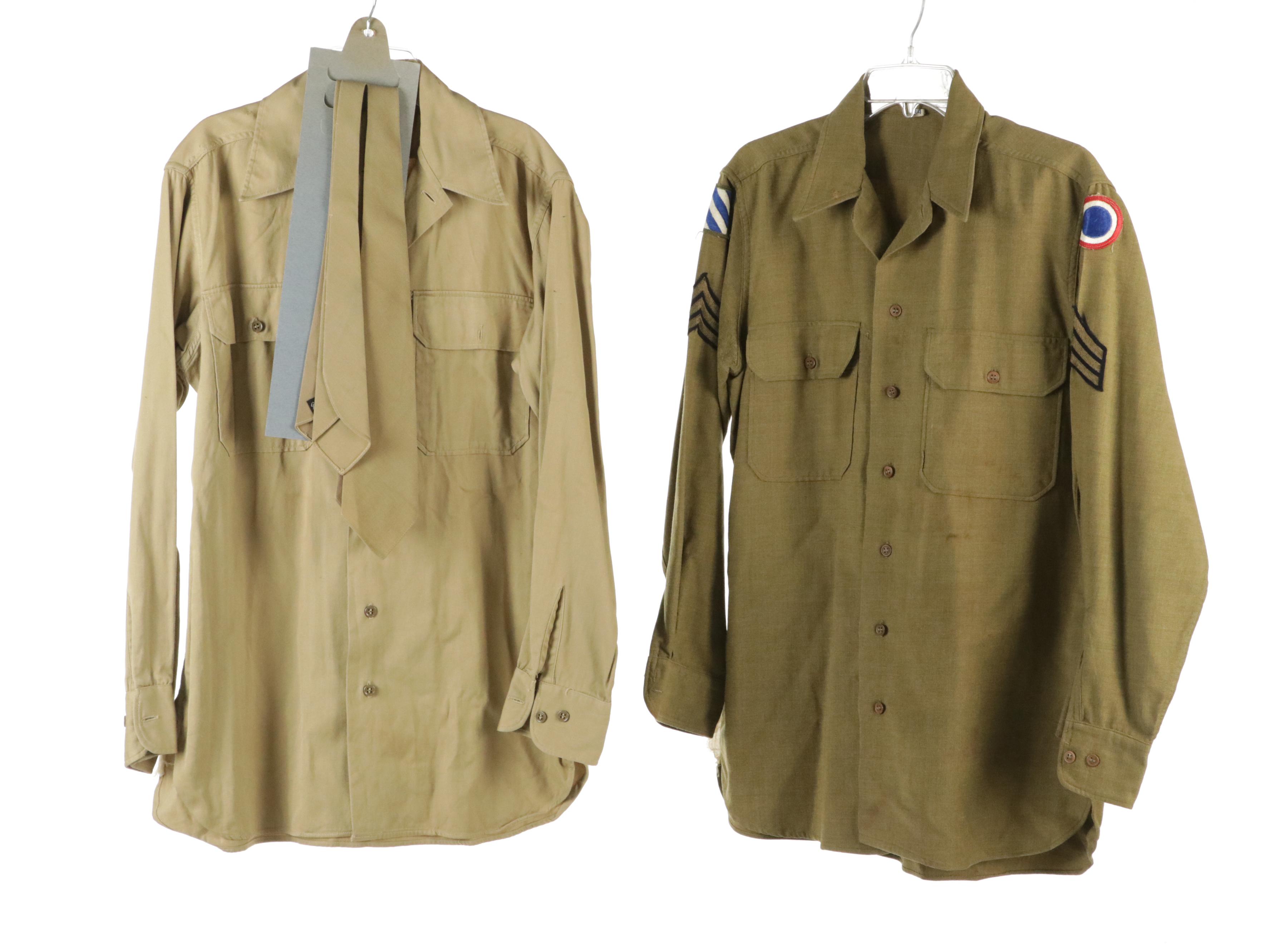 WWII Era US Army Service Dress Uniform, Overcoat, and Rubber-Lined Slicker