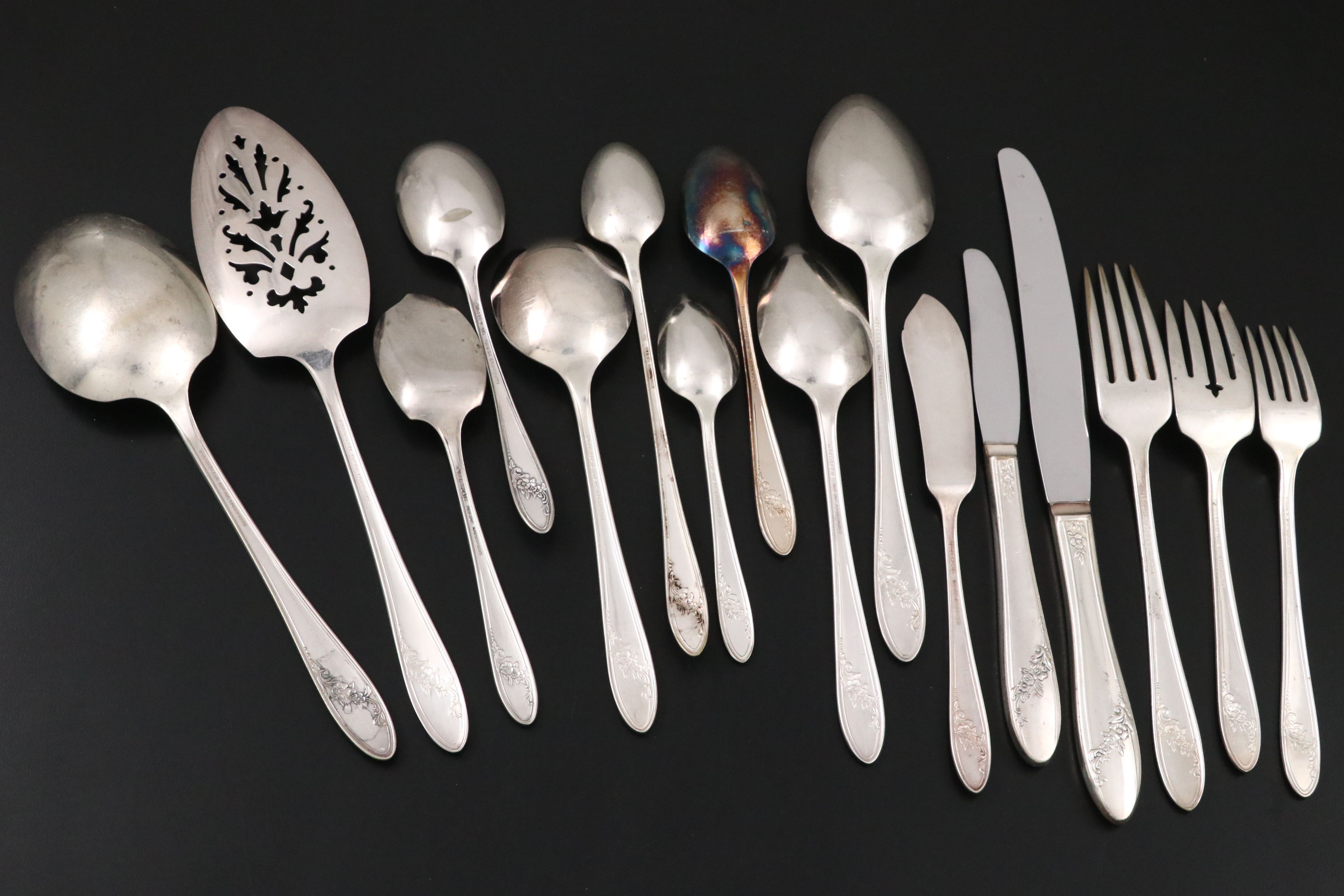 Oneida "Queen Bess II" Silver Plate Flatware, Mid to Late 20th Century