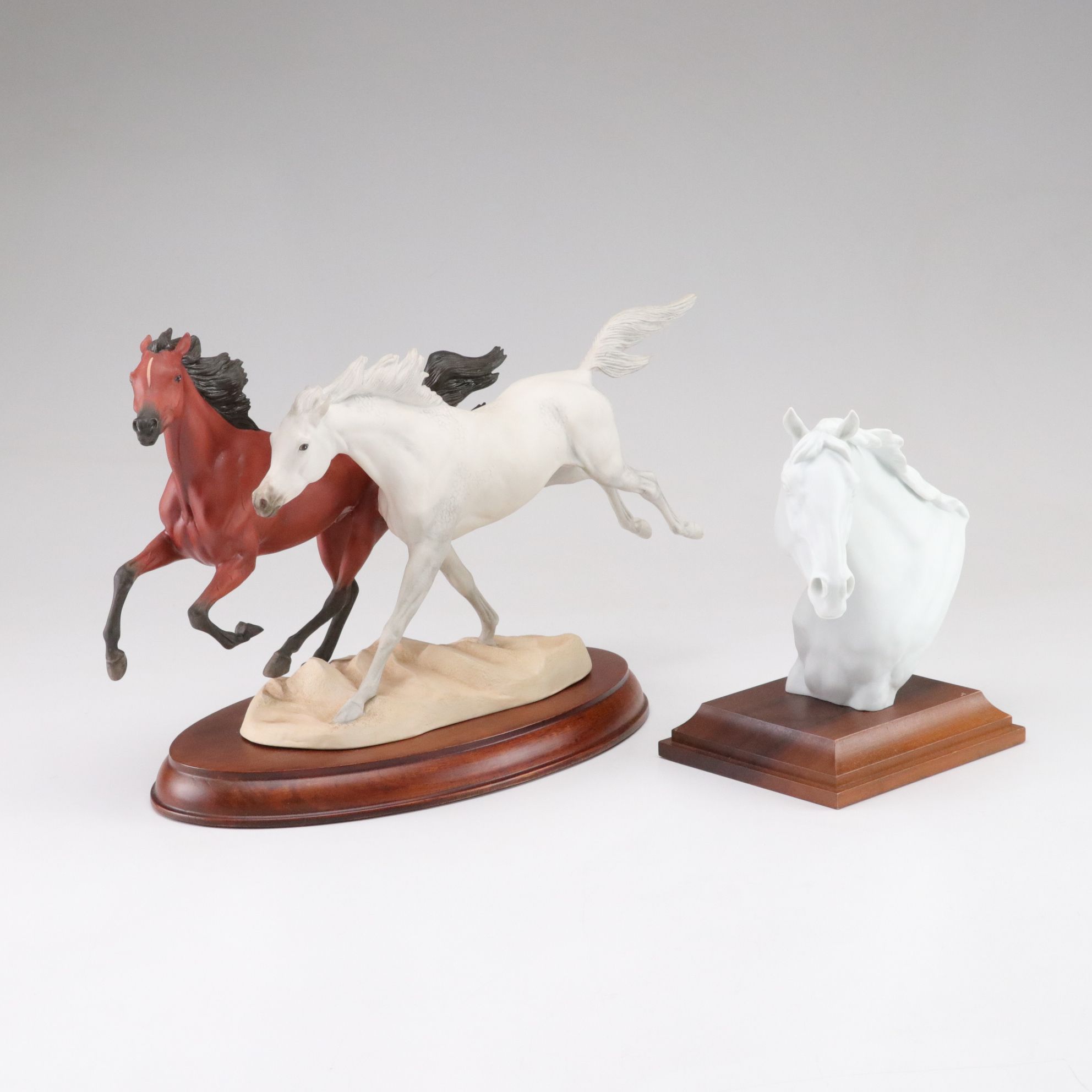 Franklin Mint Hand-Painted Porcelain Figurine "Racing the Wind" and Kaiser Horse