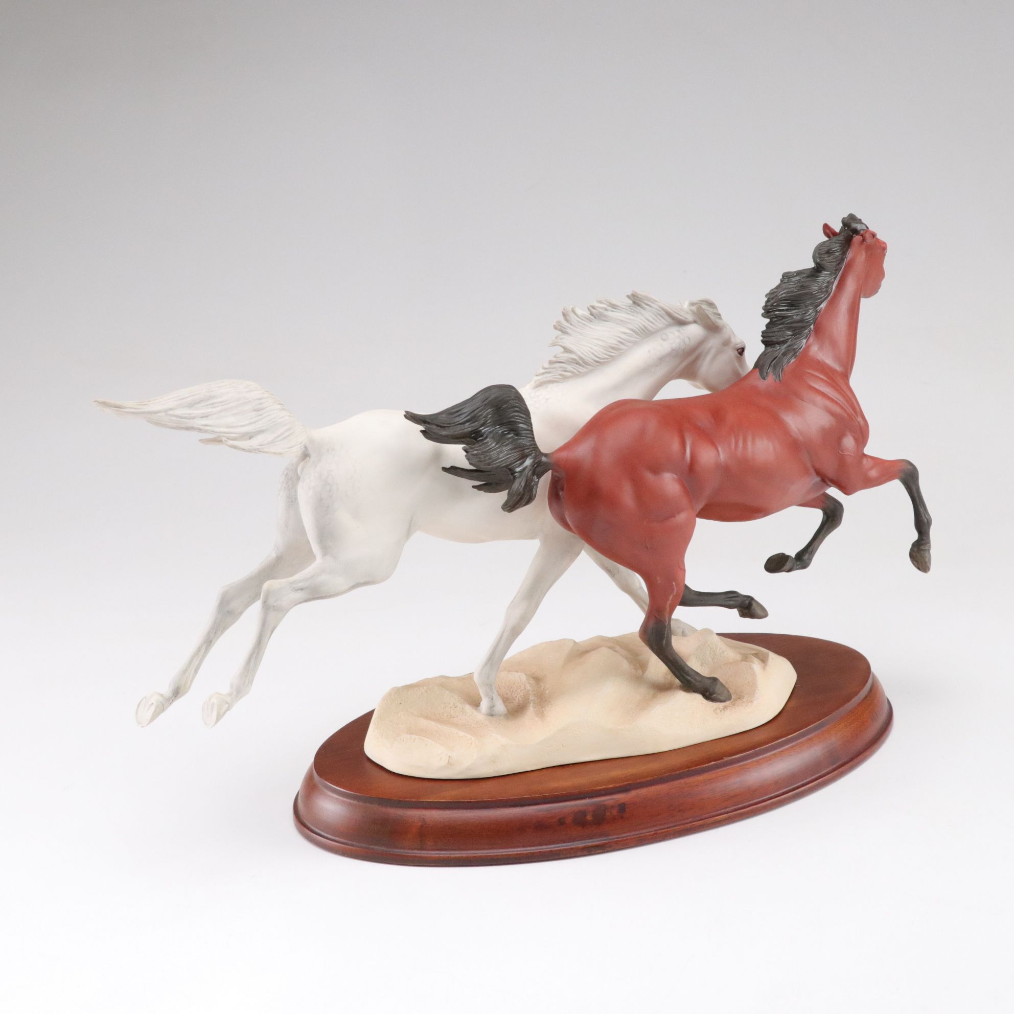 Franklin Mint Hand-Painted Porcelain Figurine "Racing the Wind" and Kaiser Horse