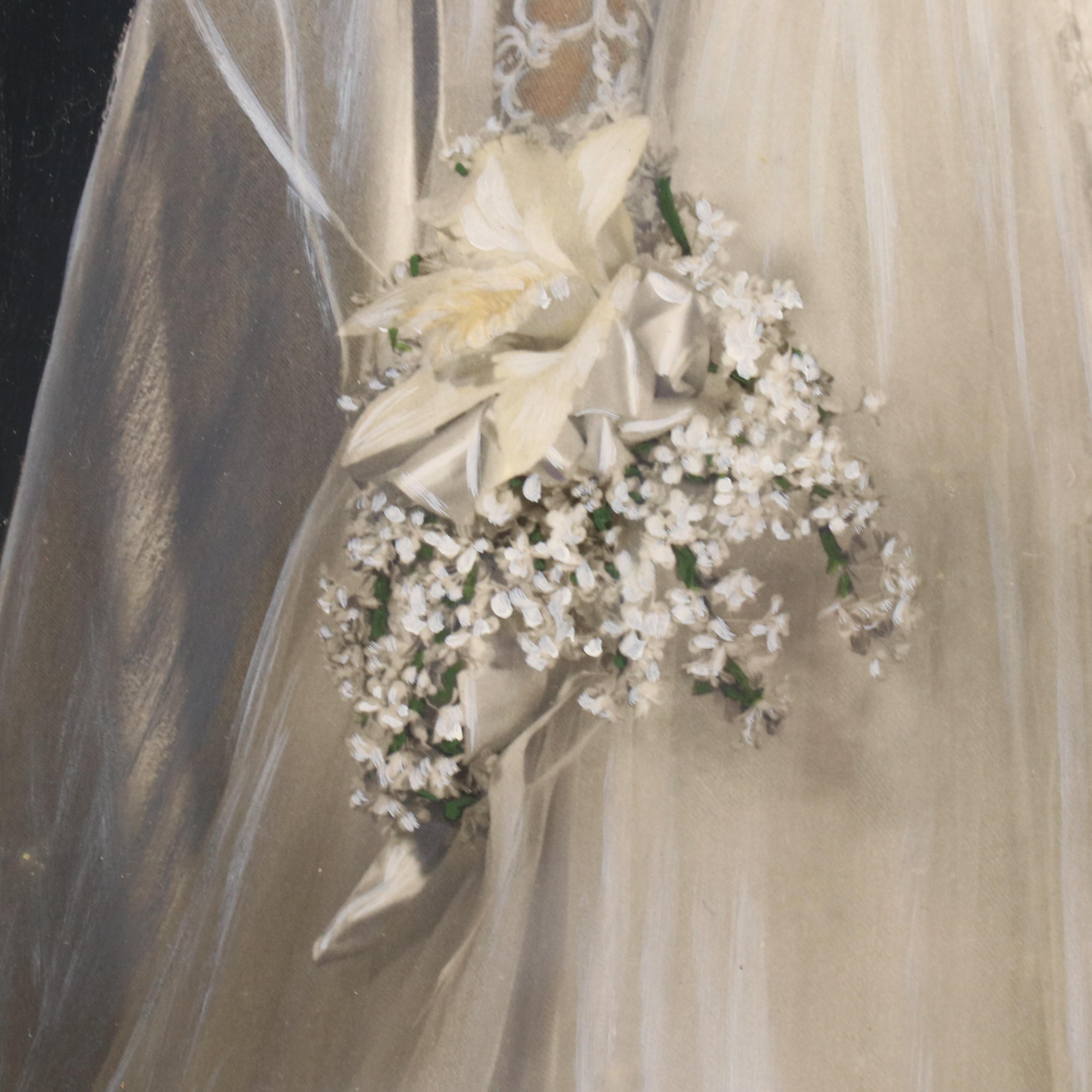 Embellished Photograph Portrait of a Bride, Mid-20th Century