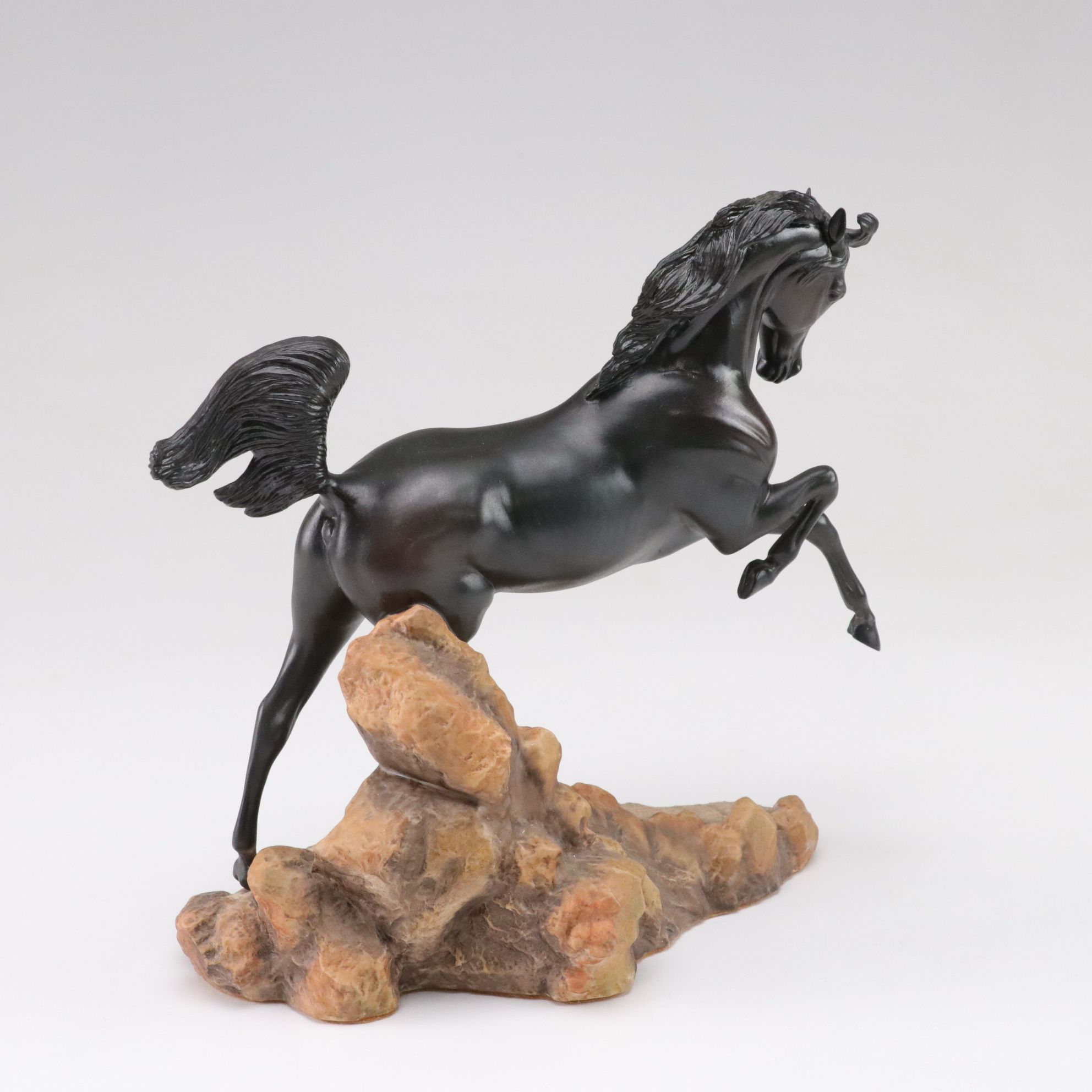 Franklin Mint Hand-Painted Porcelain Horse Figurines "Fury" and "Silver"