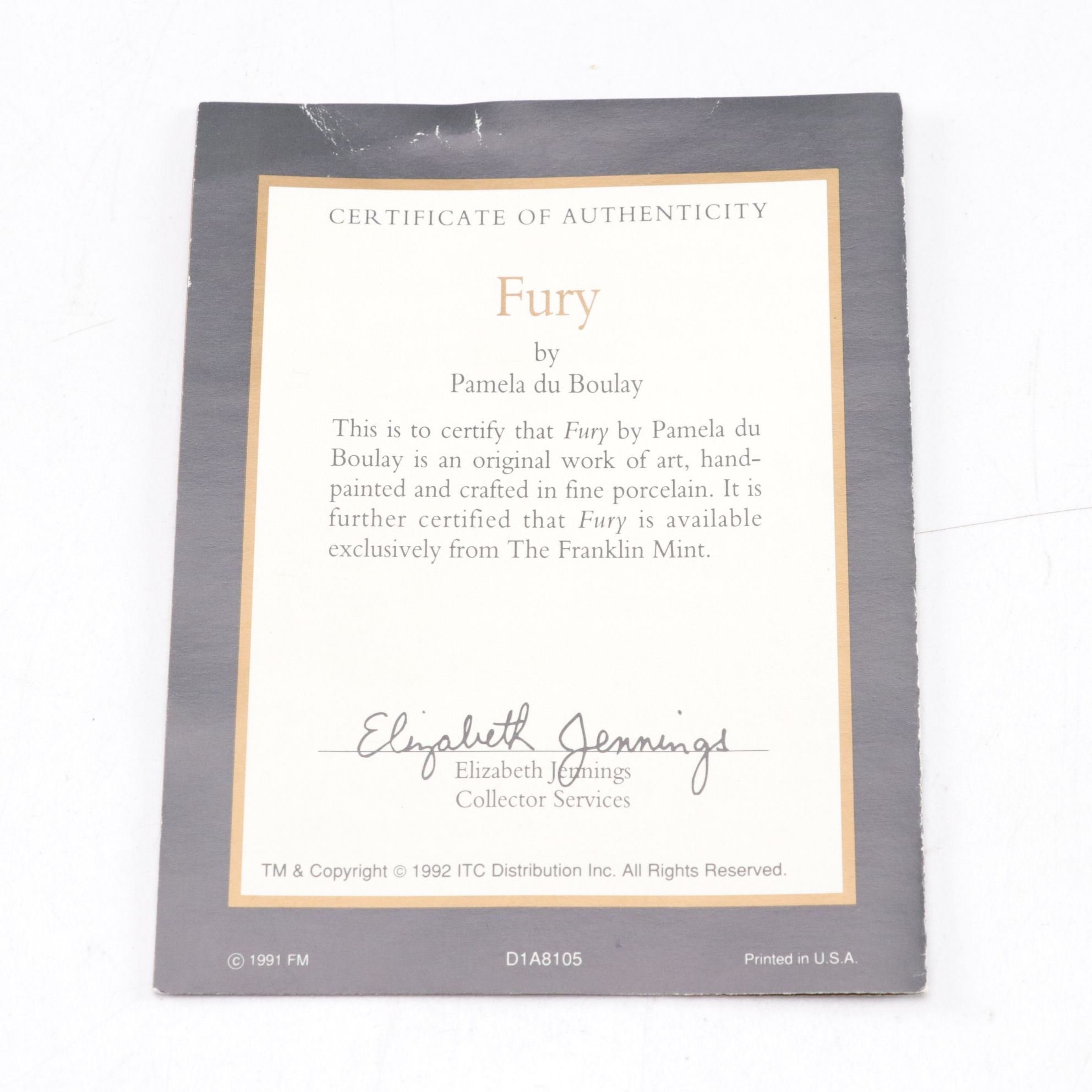 Franklin Mint Hand-Painted Porcelain Horse Figurines "Fury" and "Silver"