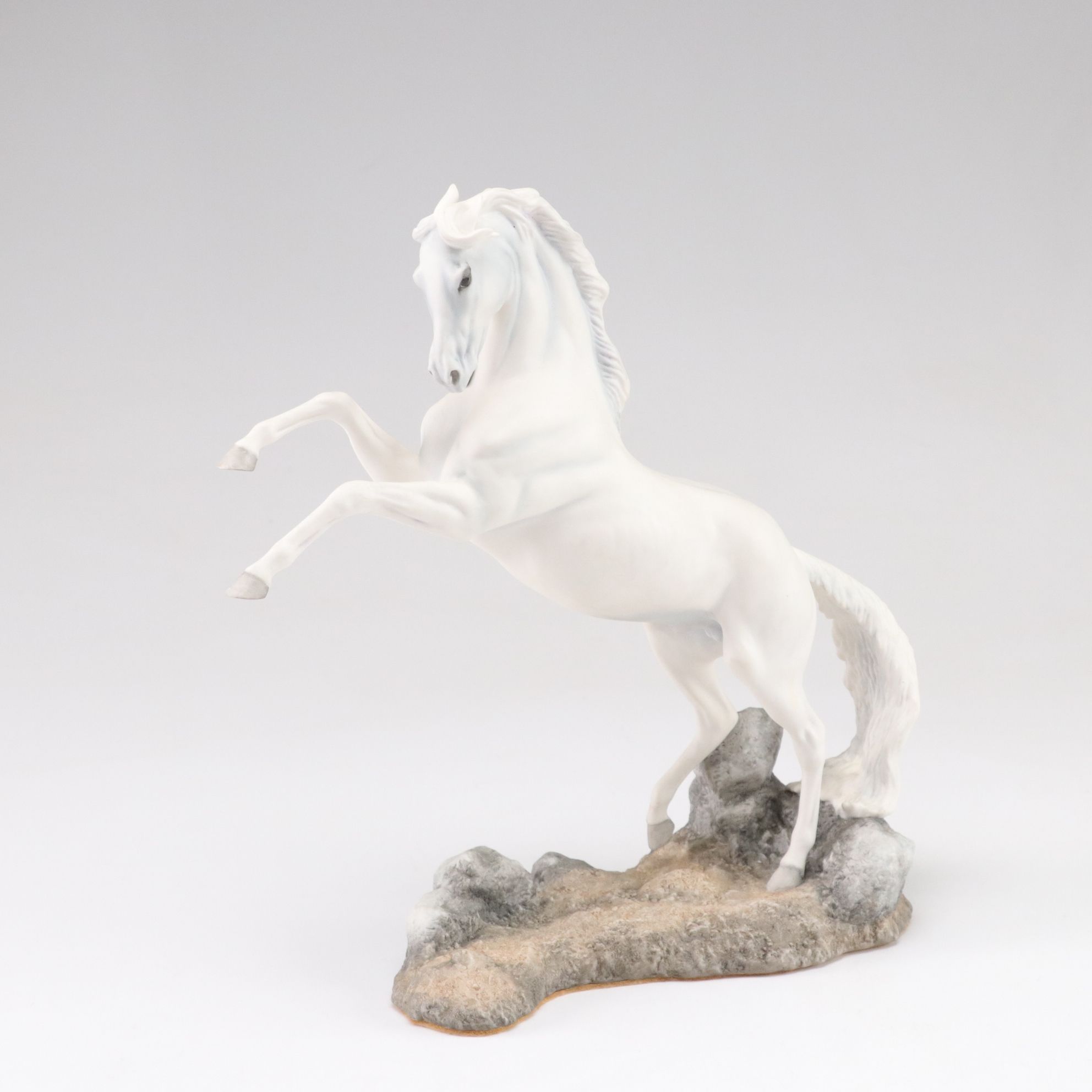 Franklin Mint Hand-Painted Porcelain Horse Figurines "Fury" and "Silver"