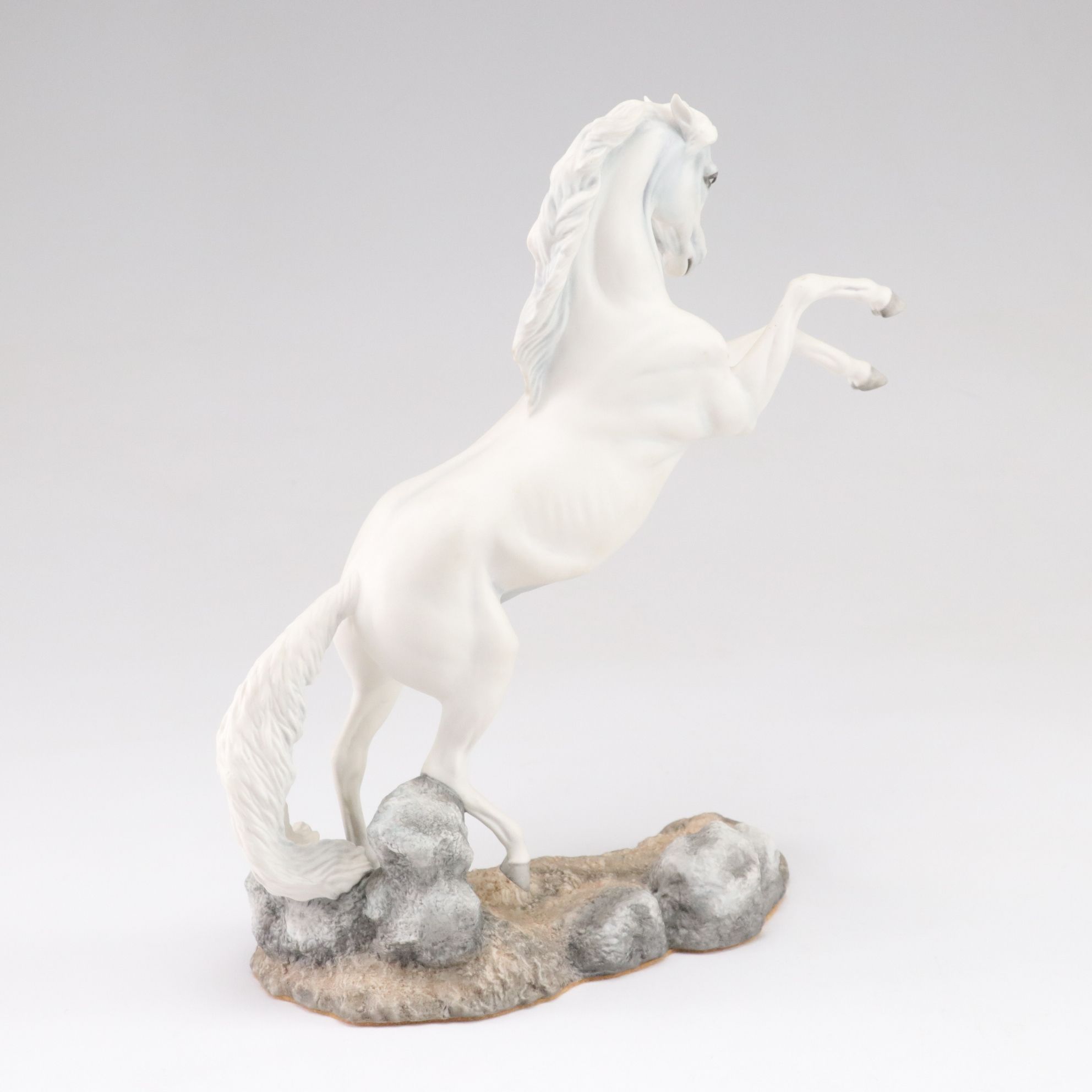 Franklin Mint Hand-Painted Porcelain Horse Figurines "Fury" and "Silver"