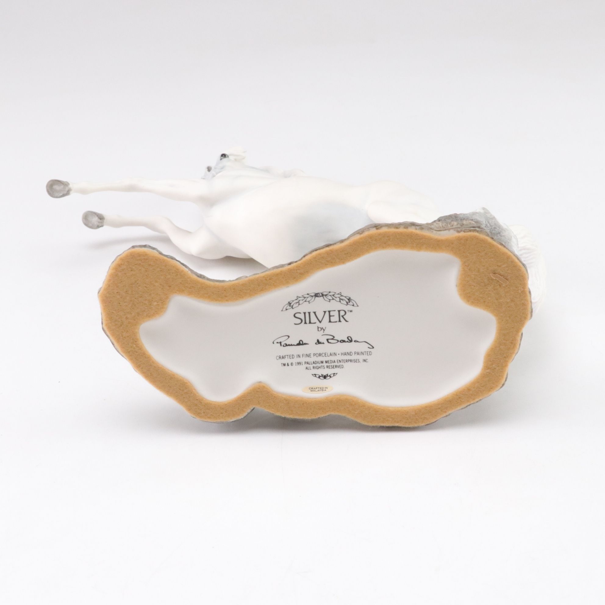 Franklin Mint Hand-Painted Porcelain Horse Figurines "Fury" and "Silver"