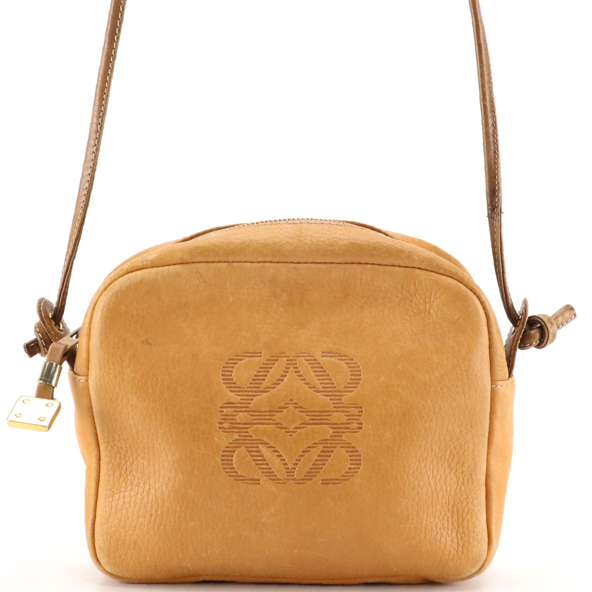 Loewe Anagram Embossed Crossbody Bag in Grained Leather