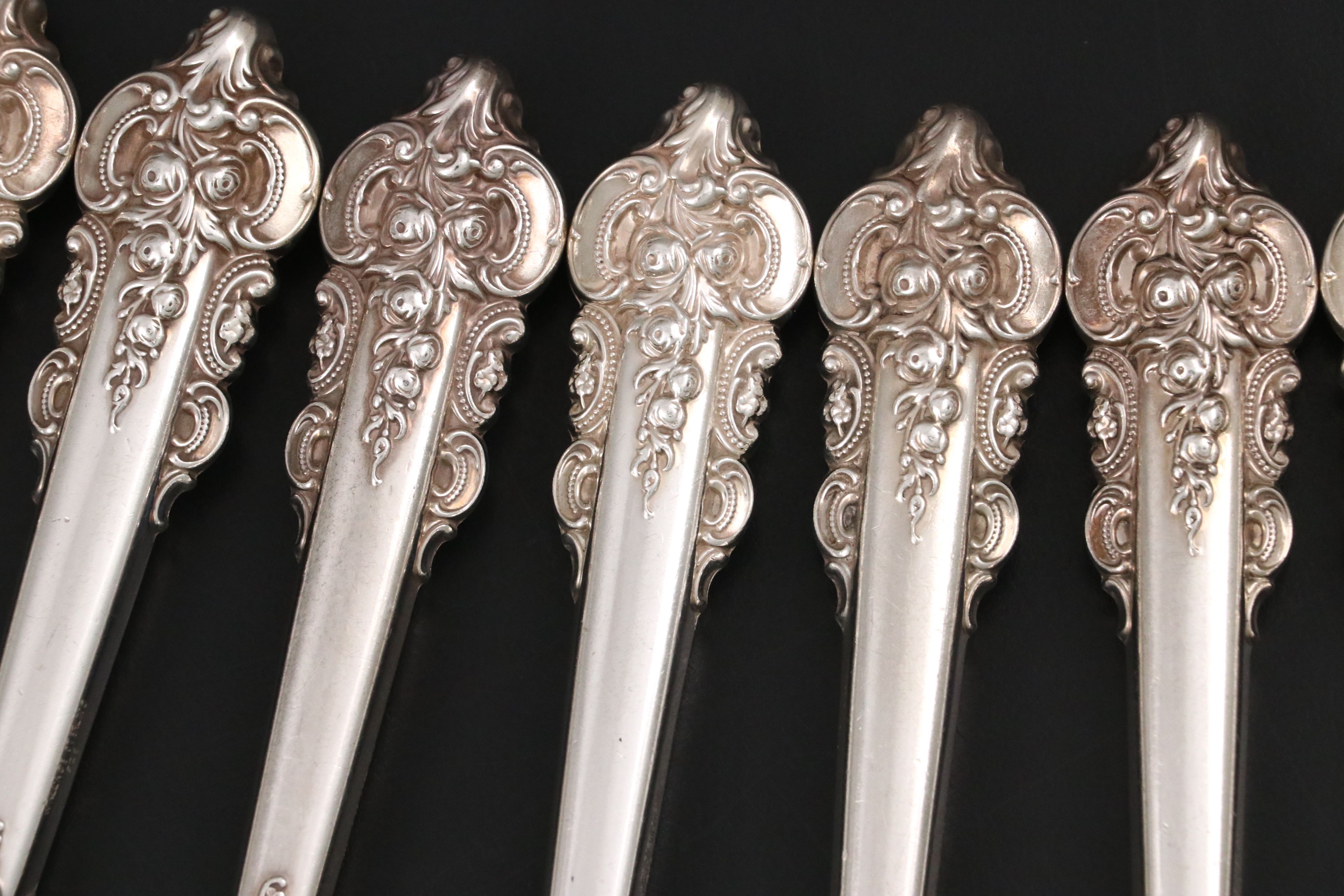 Wallace "Grande Baroque" Sterling Silver Handled Knives and Asparagus Server