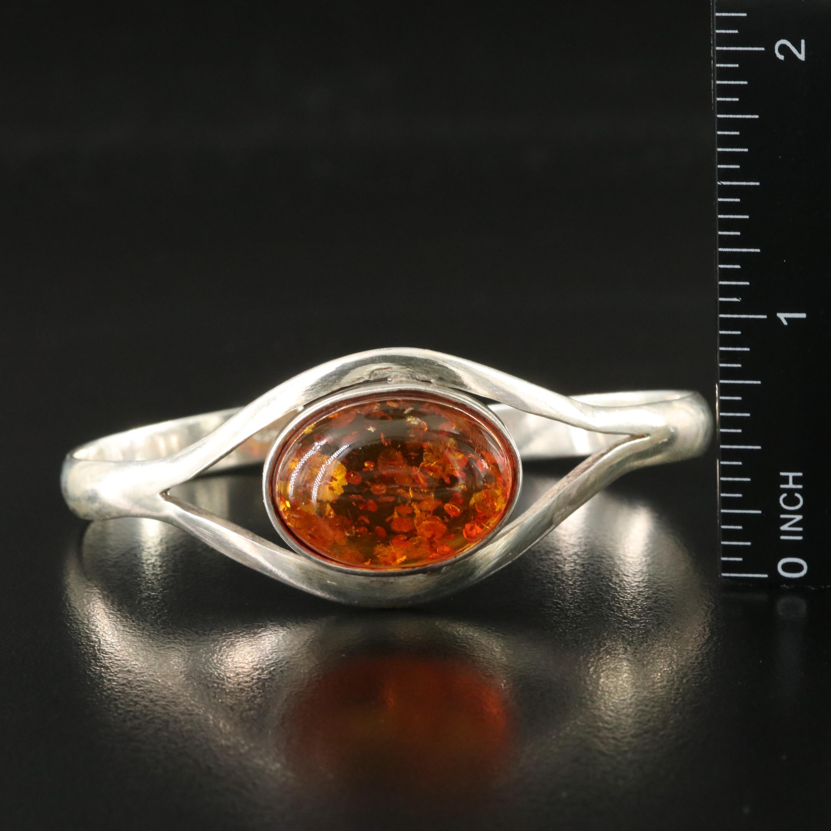 Sterling Amber Cuff Bracelet