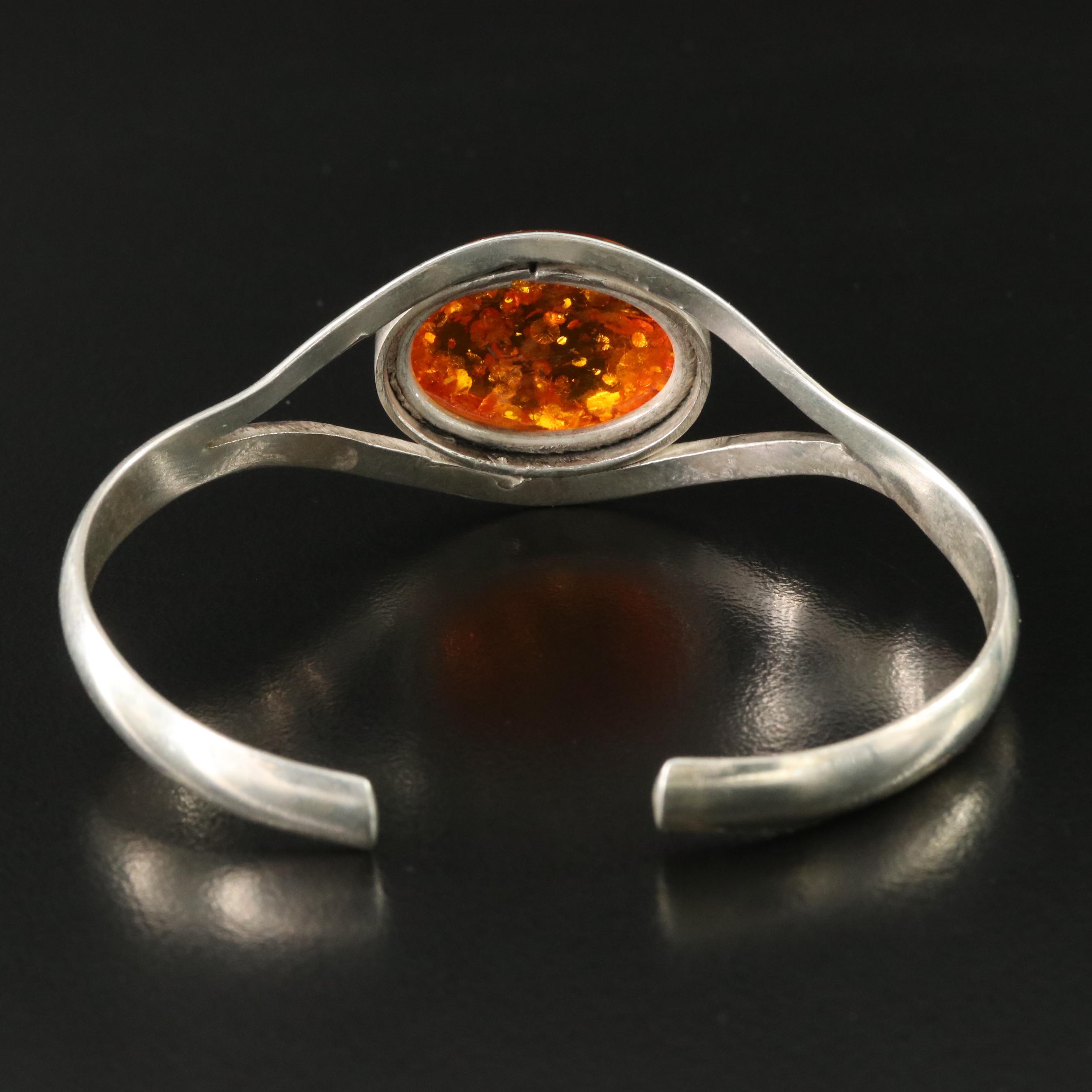 Sterling Amber Cuff Bracelet