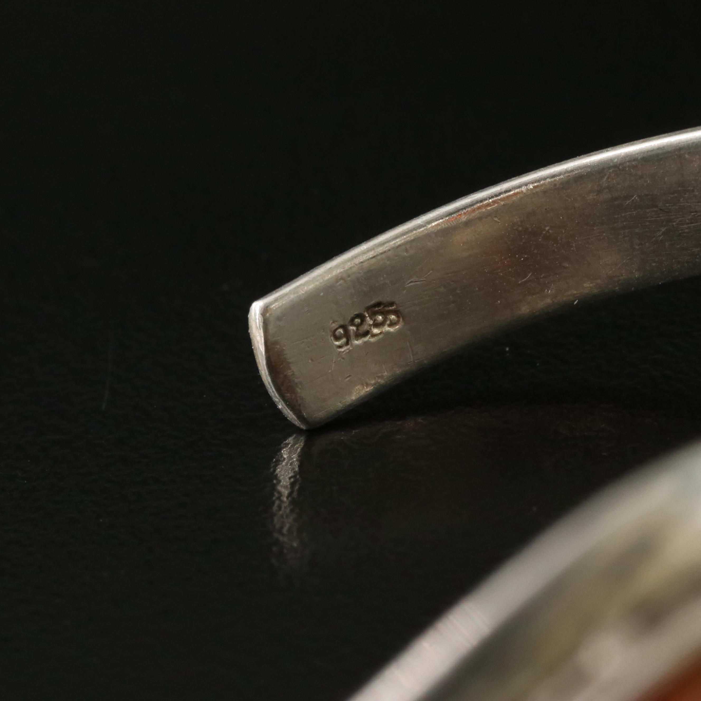 Sterling Amber Cuff Bracelet