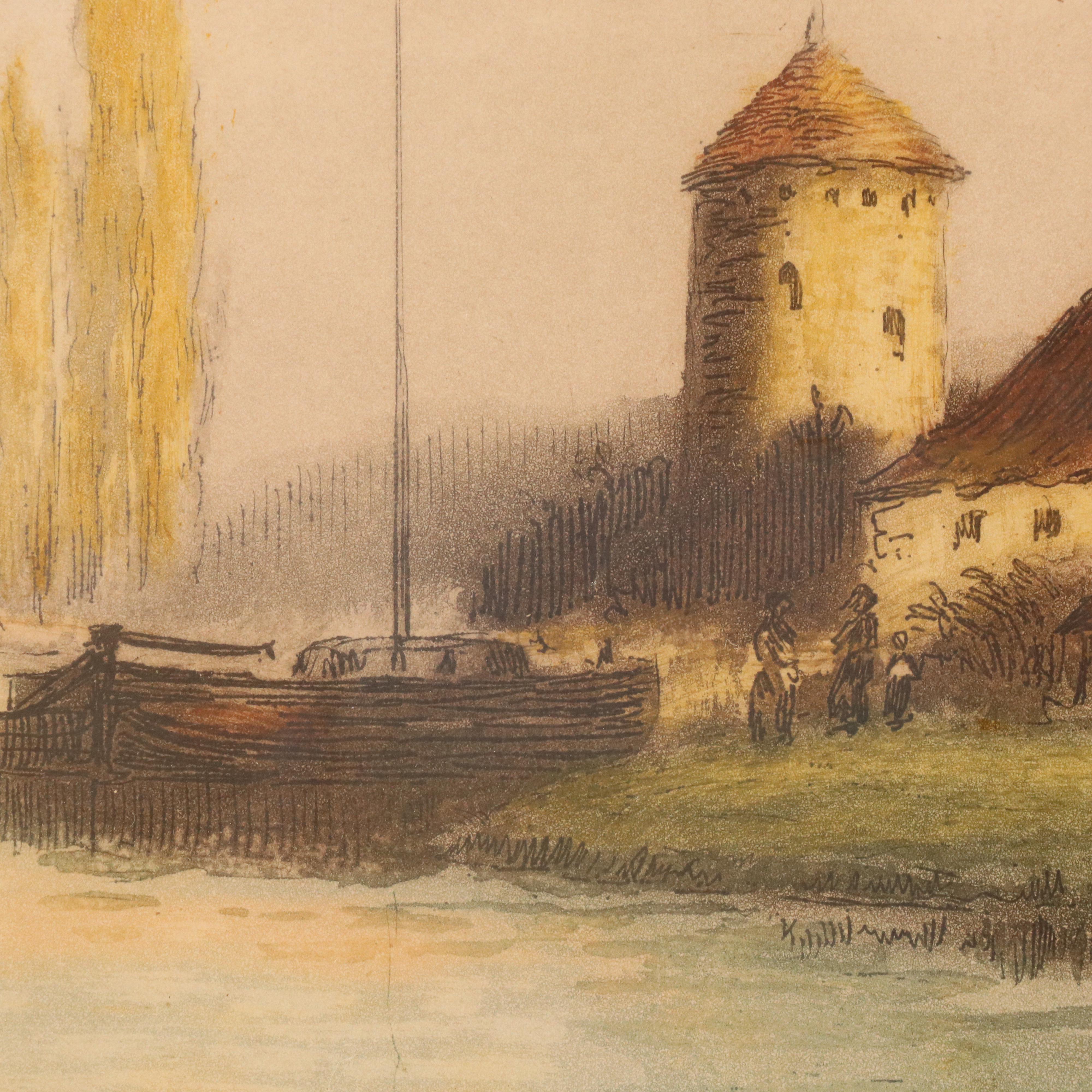 Francis Roth Landscape Color Etching, Early 20th Century