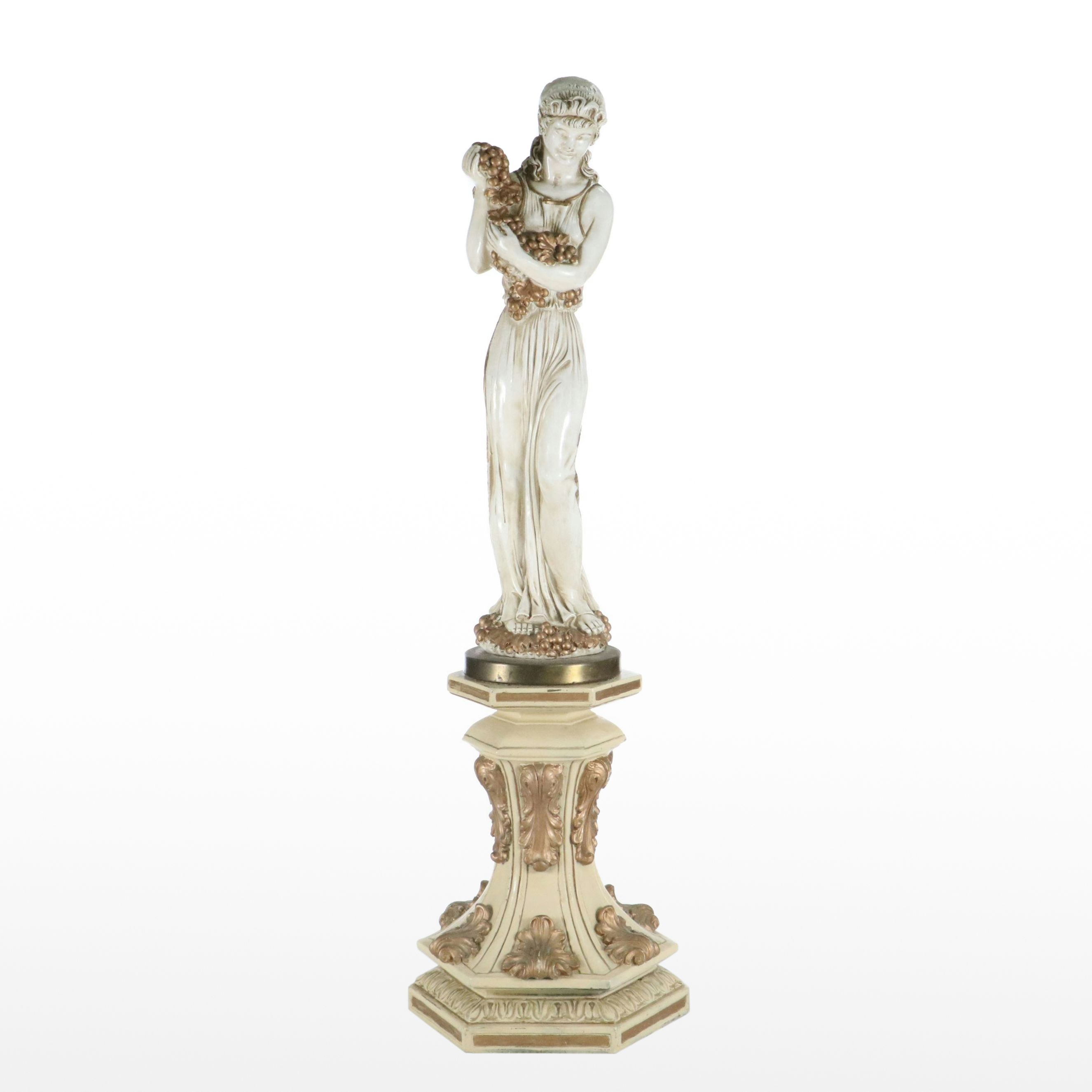 Universal Statuary Corp. Classical Chalkware Figurine on Pedestal