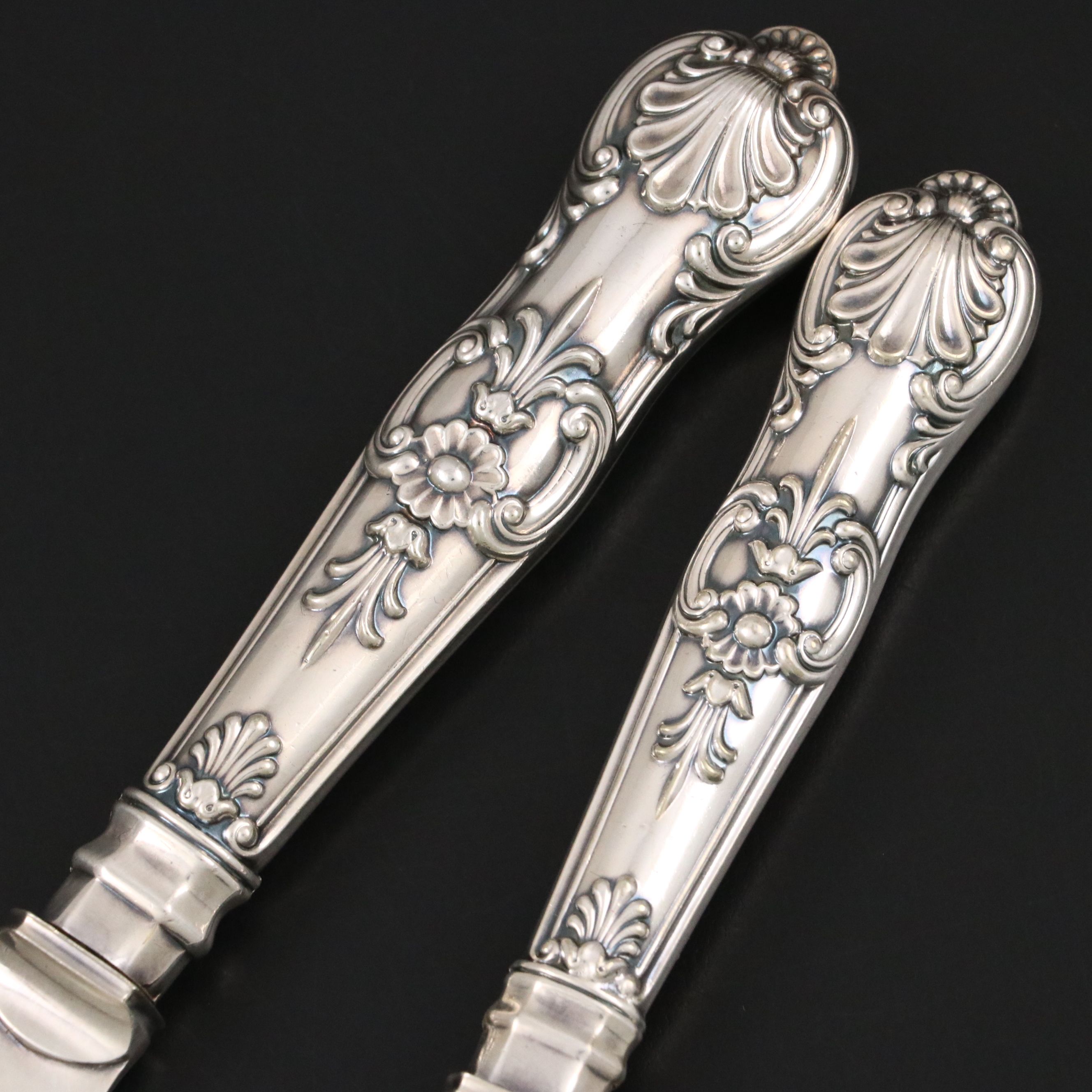 Victorian Thomas Turner & Co Silver Plate Queens Handle Fish Serving Set