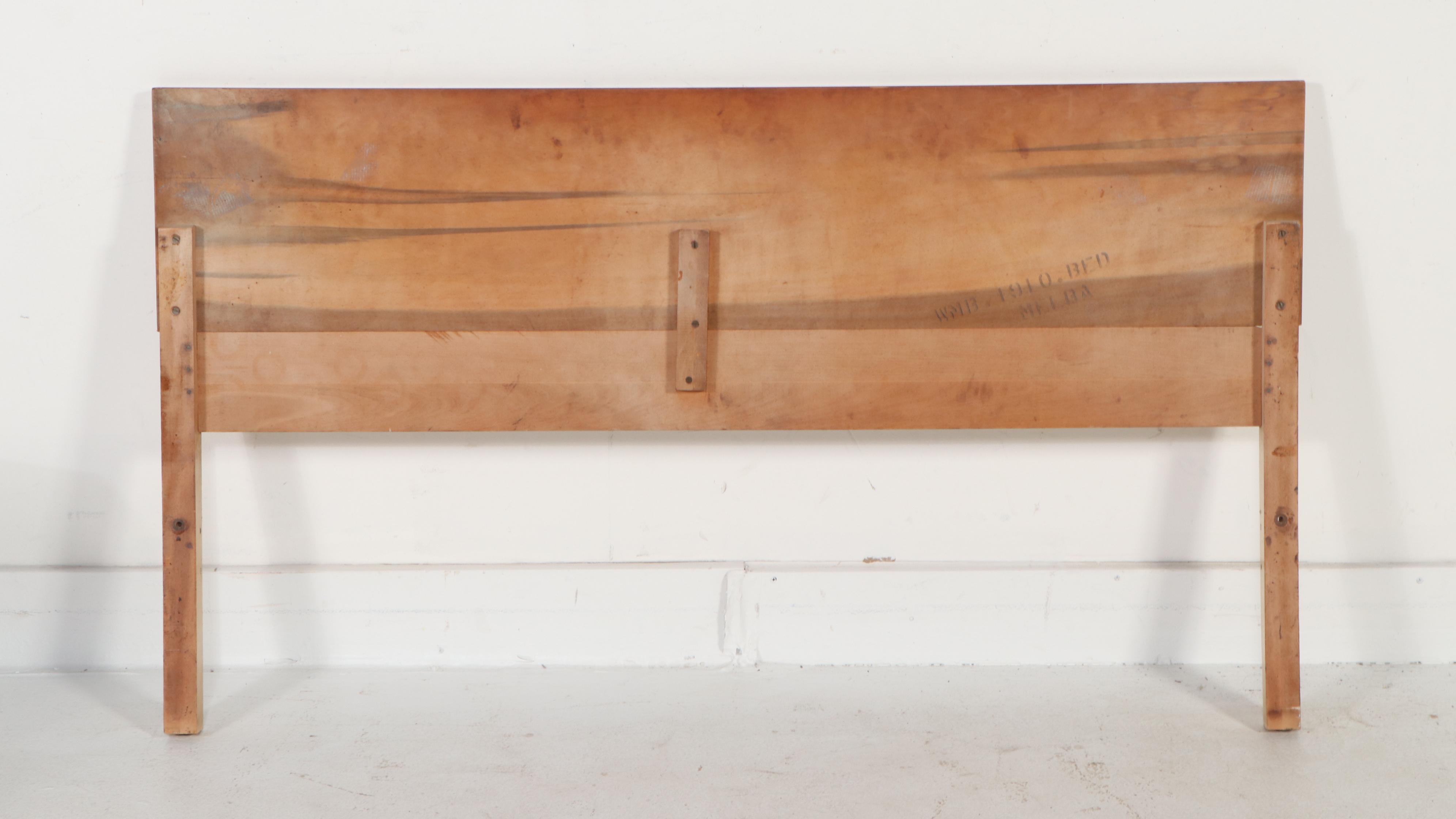 Mid Century Modern Blonde Wood Headboard and Nightstand