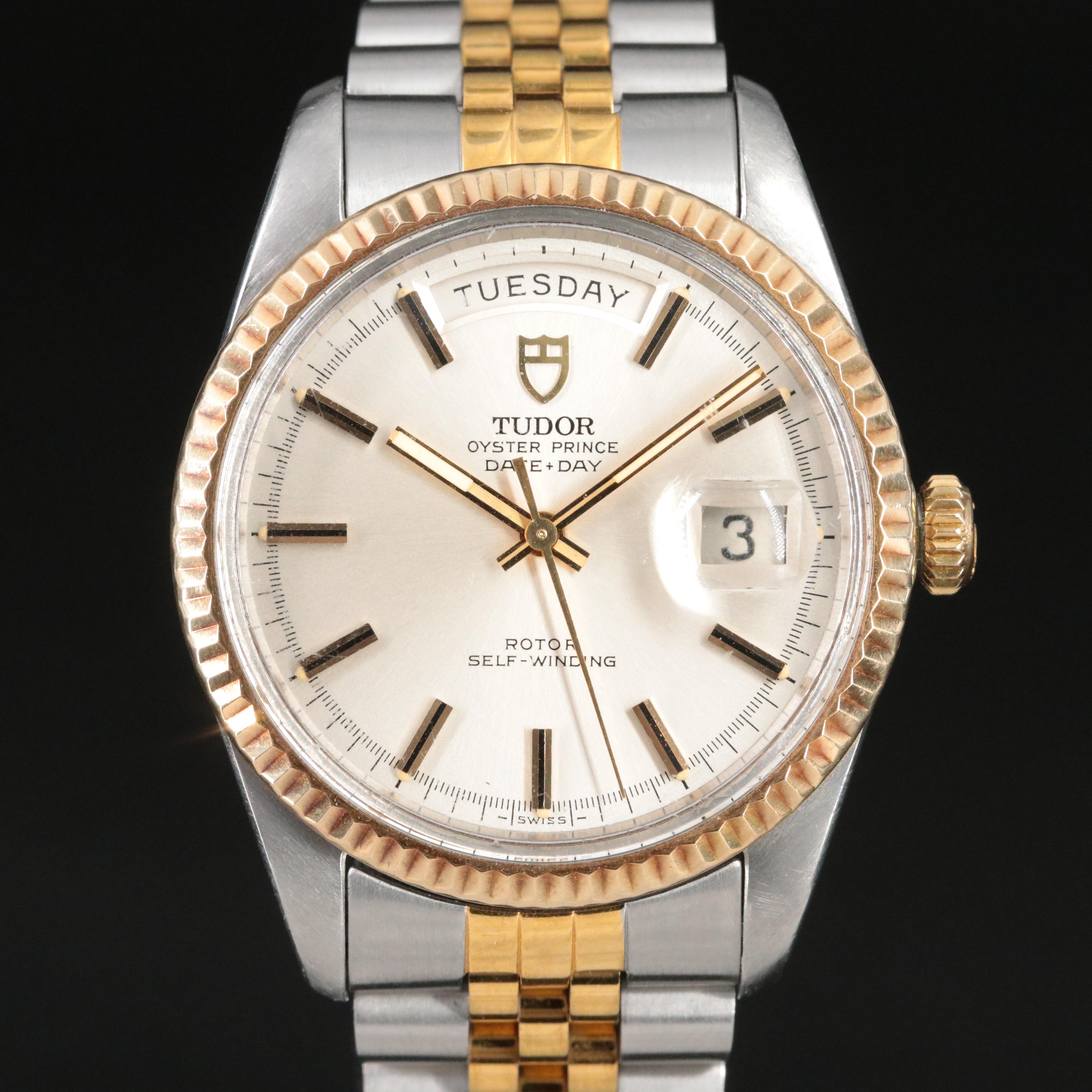 Tudor Oyster Prince Date and Day 14K Gold and Steel Watch
