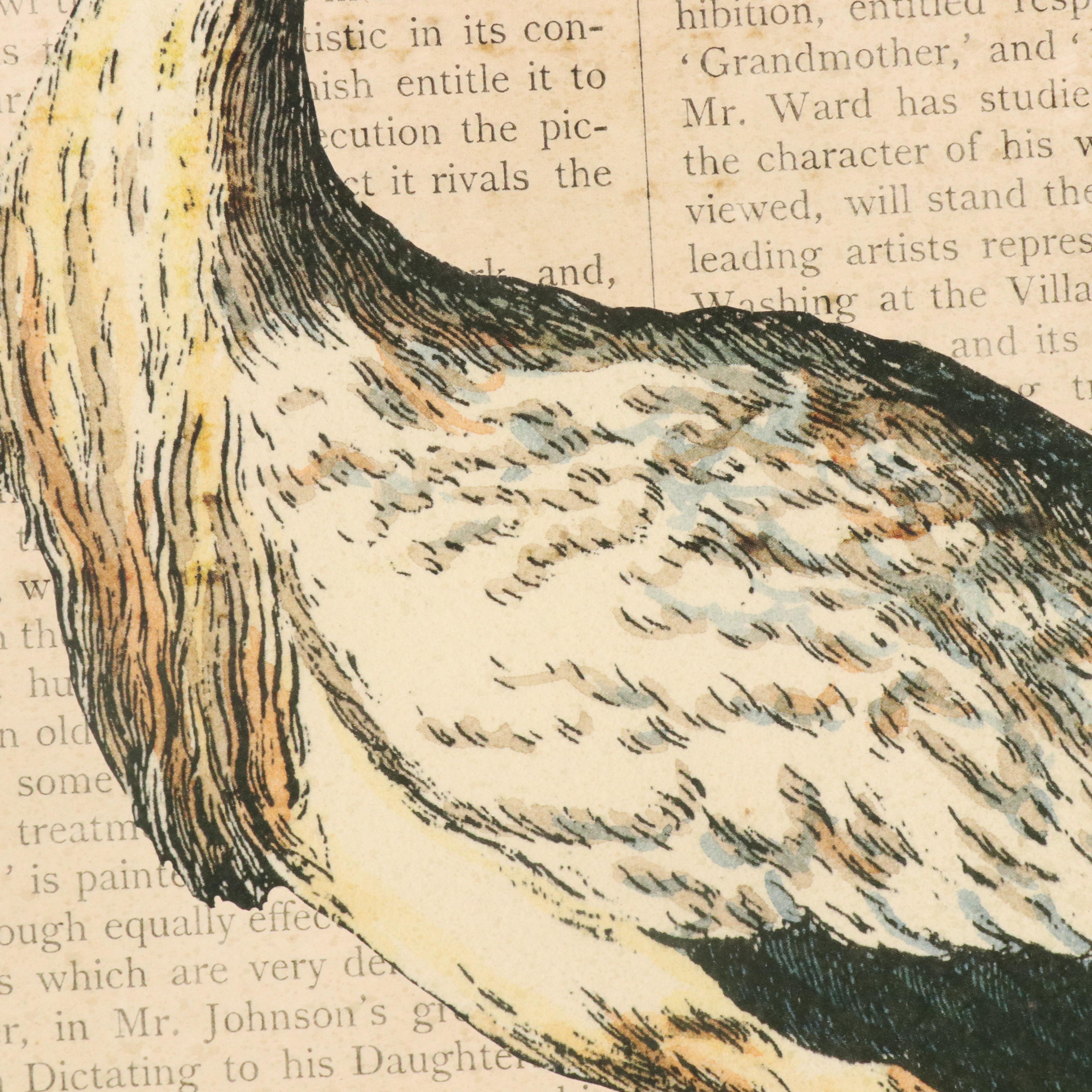 Offset Lithographic Composition of Stork Over Art Journal