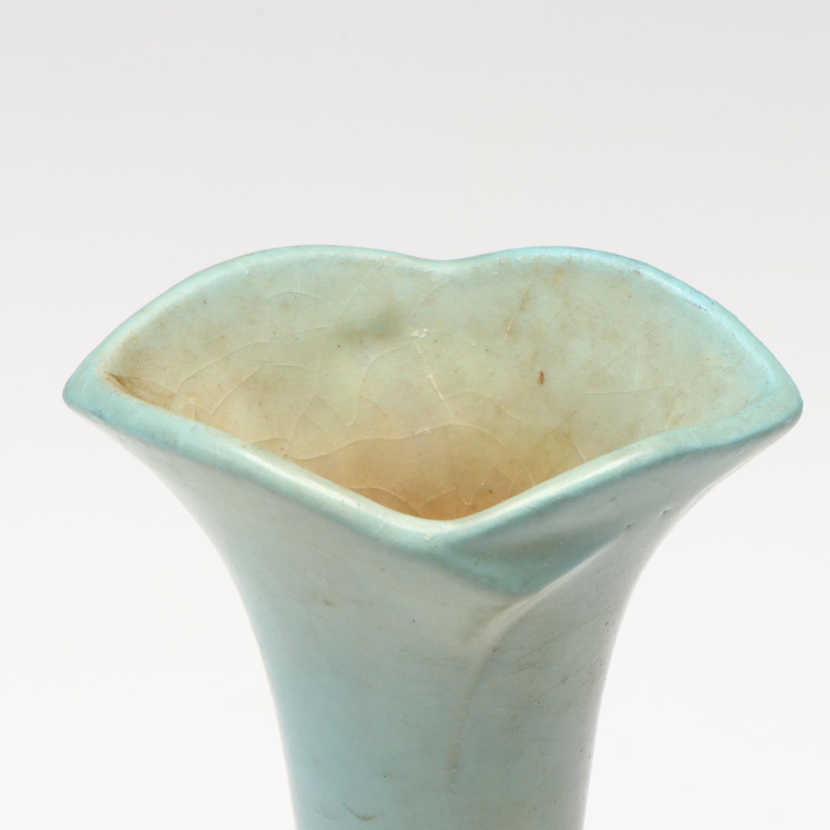 Roseville "Apple Blossom" Ceramic Bud Vase with Crystal Bowl