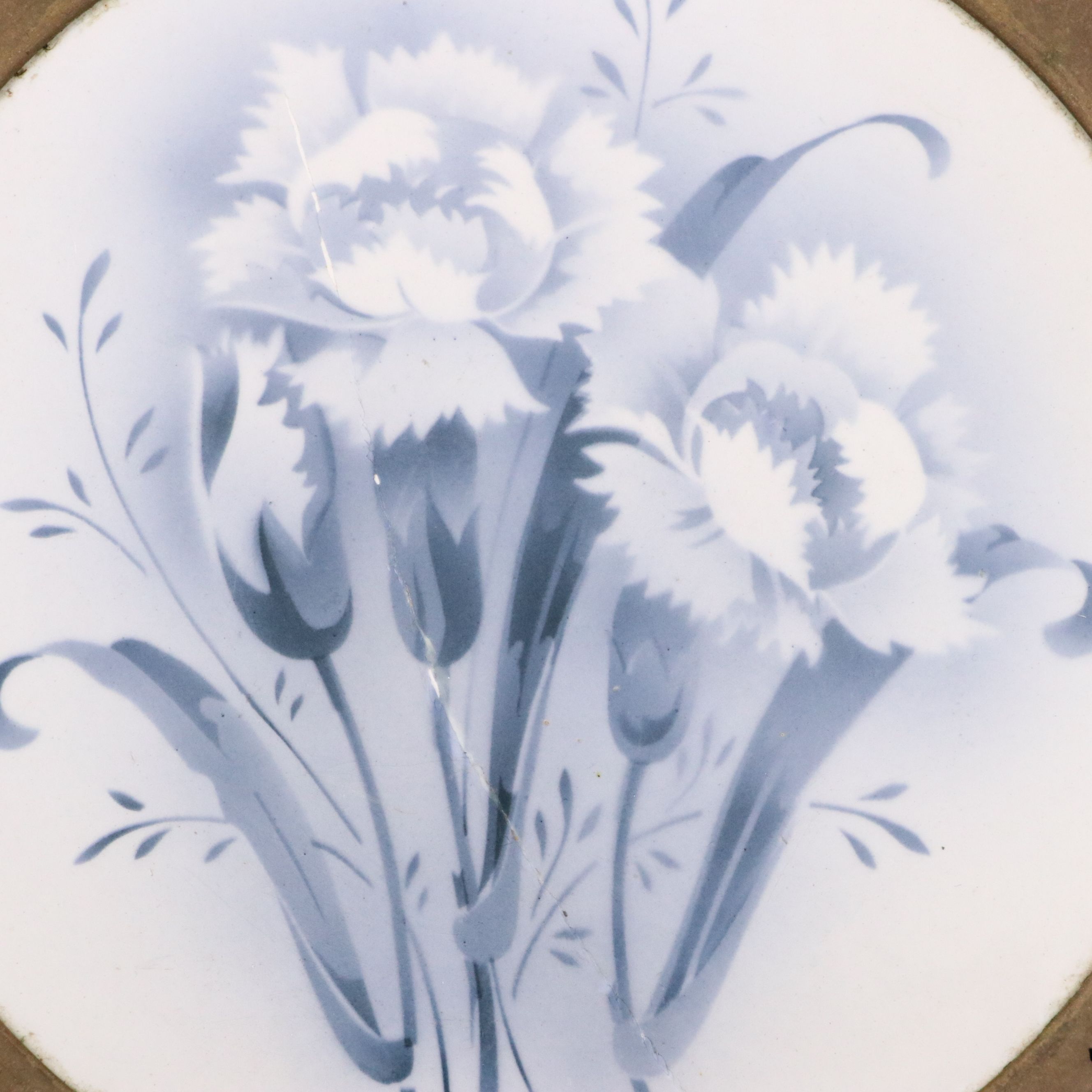 Art Deco Style Brass and Ceramic Trivet, Early to Mid-20th Century