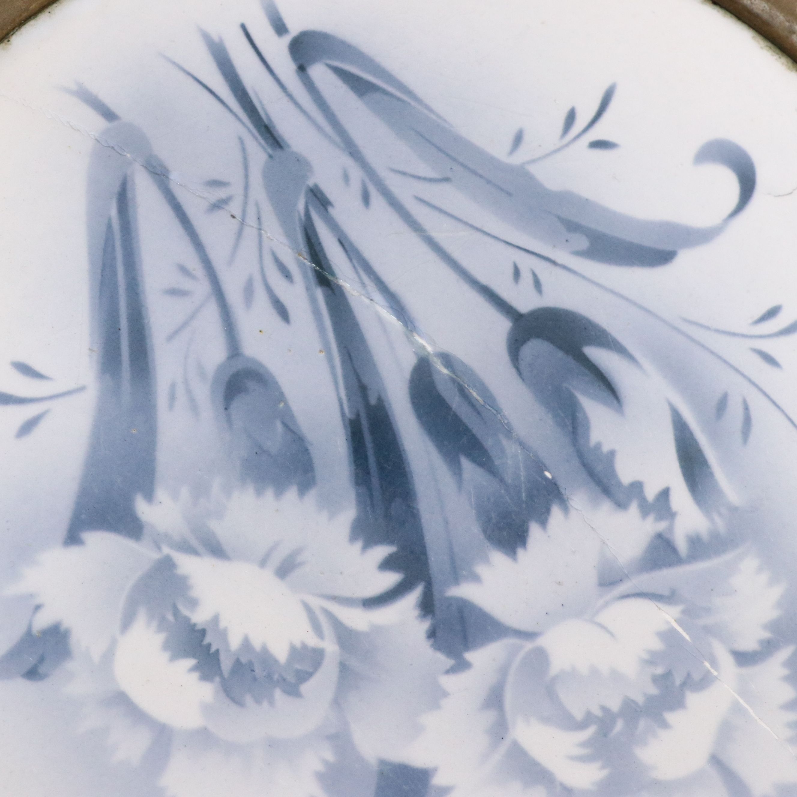 Art Deco Style Brass and Ceramic Trivet, Early to Mid-20th Century