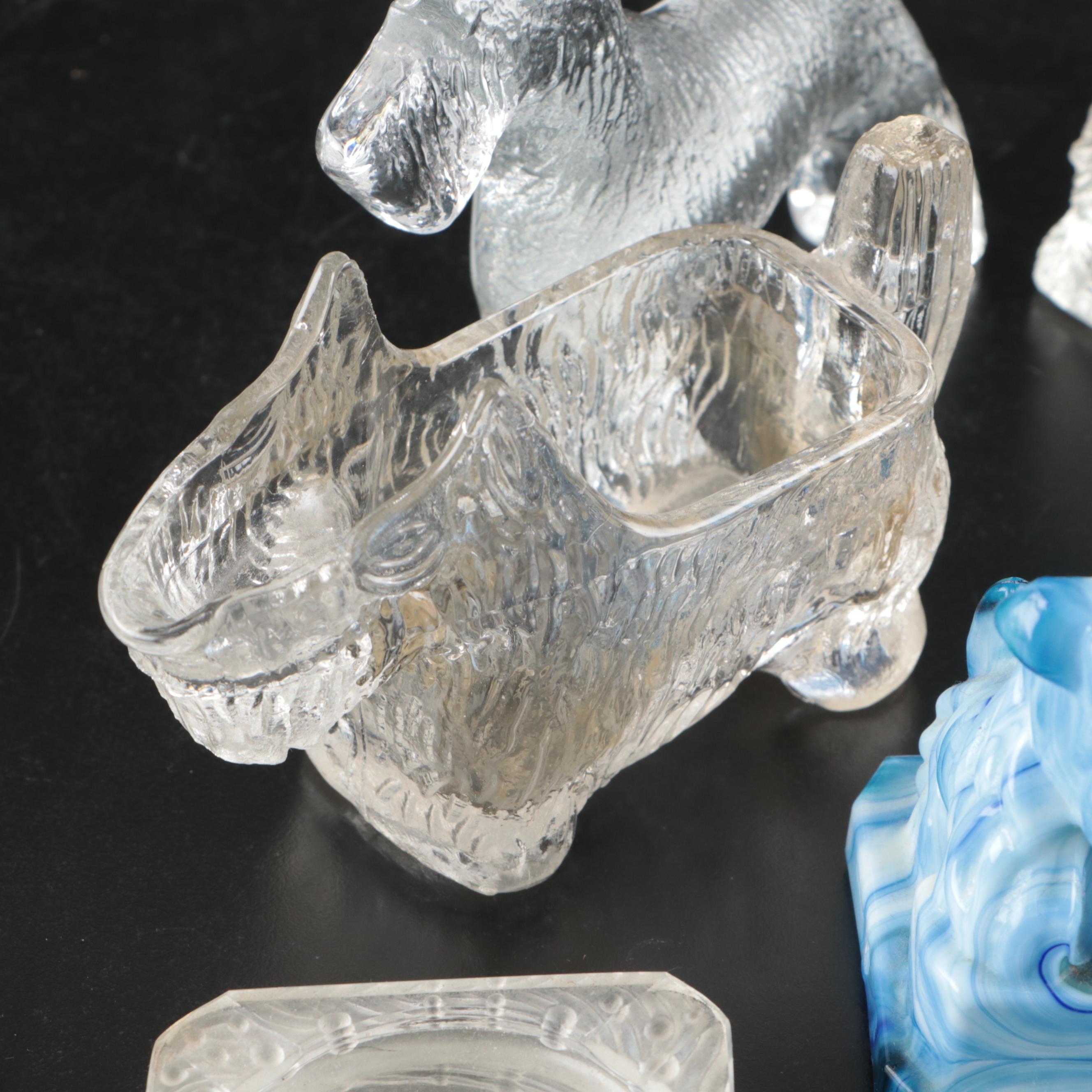 Vintage Glass Scottie Dog Figurines and Decor, Early to Mid-20th Century
