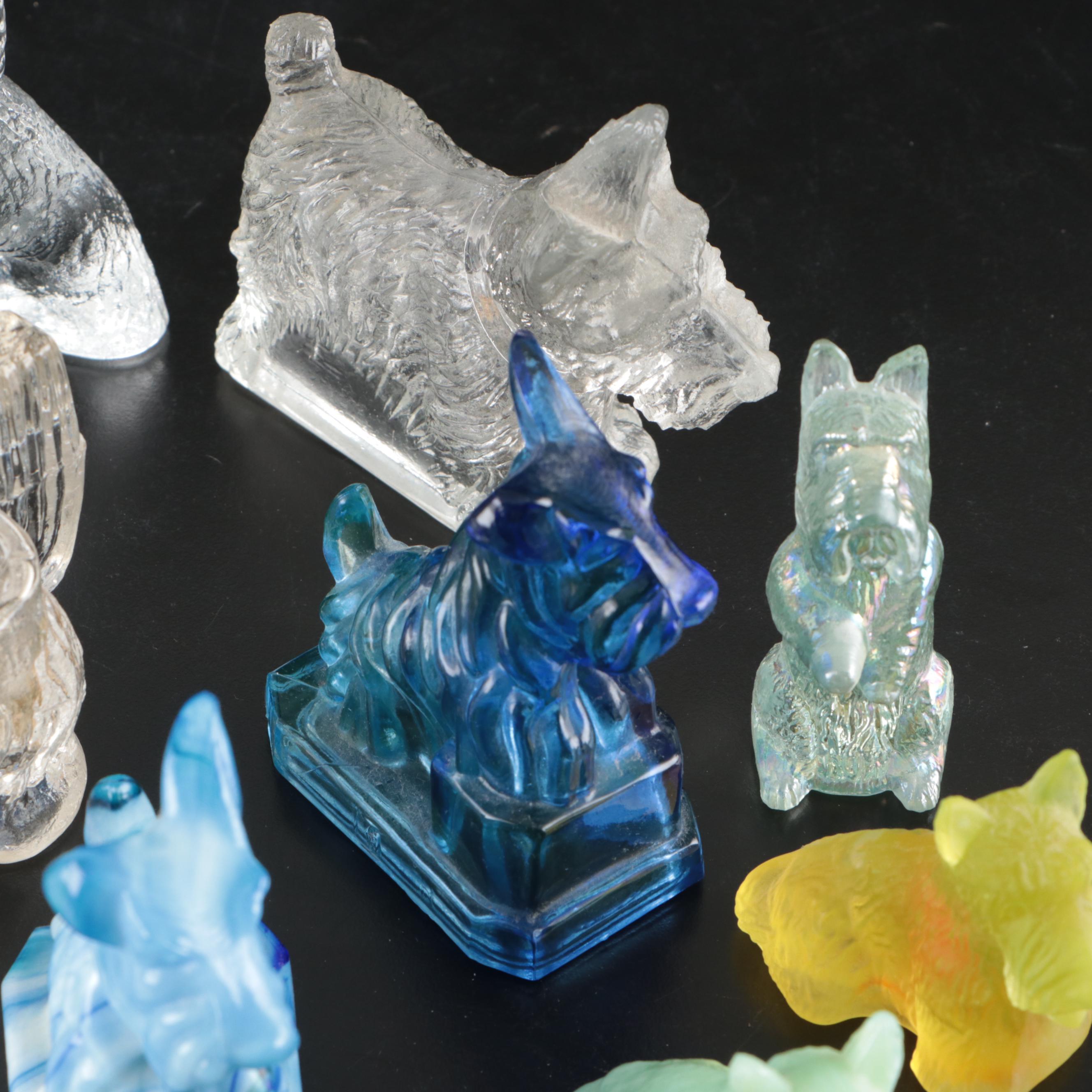 Vintage Glass Scottie Dog Figurines and Decor, Early to Mid-20th Century