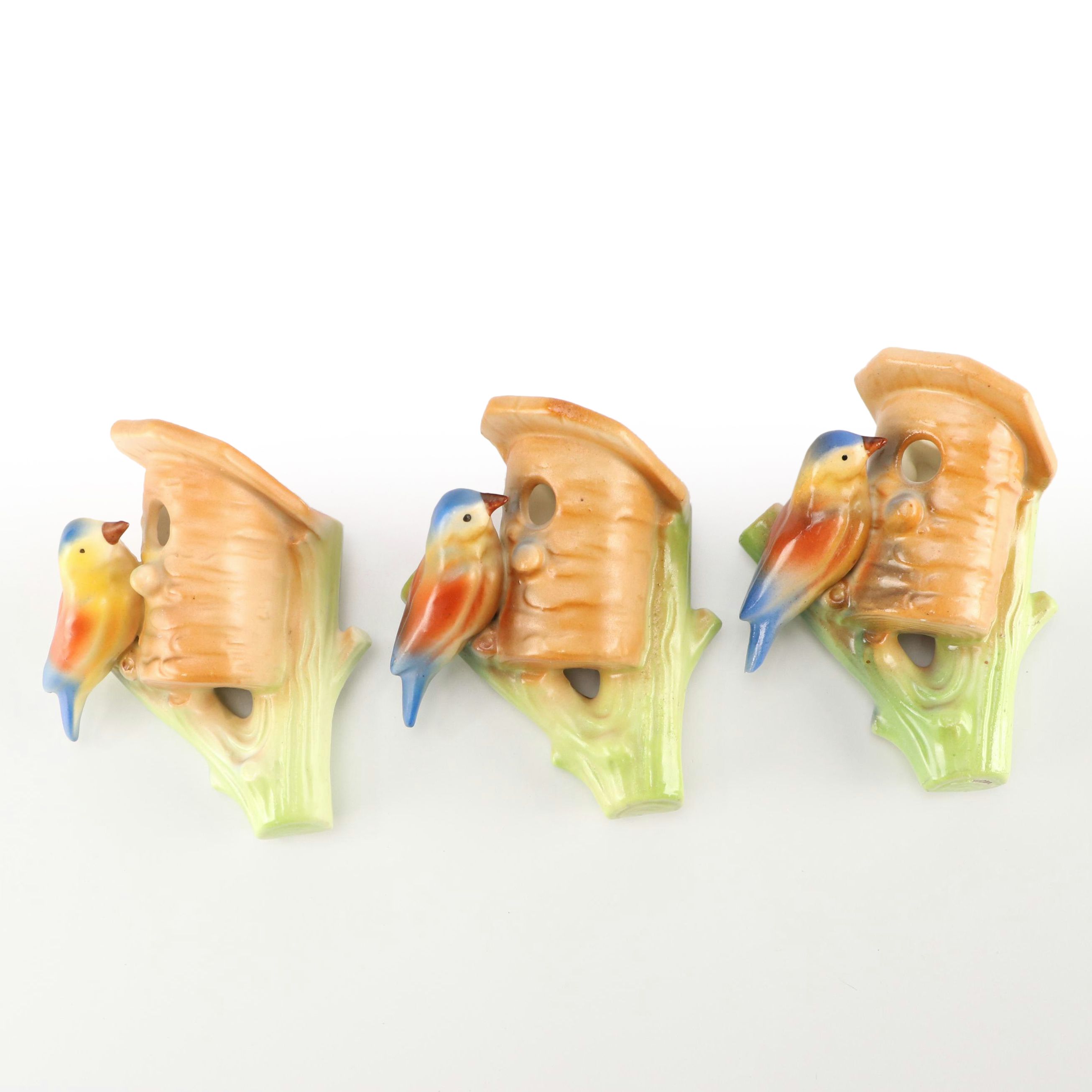 Ceramic Bird Form Wall Pockets, Early to Mid-20th Century