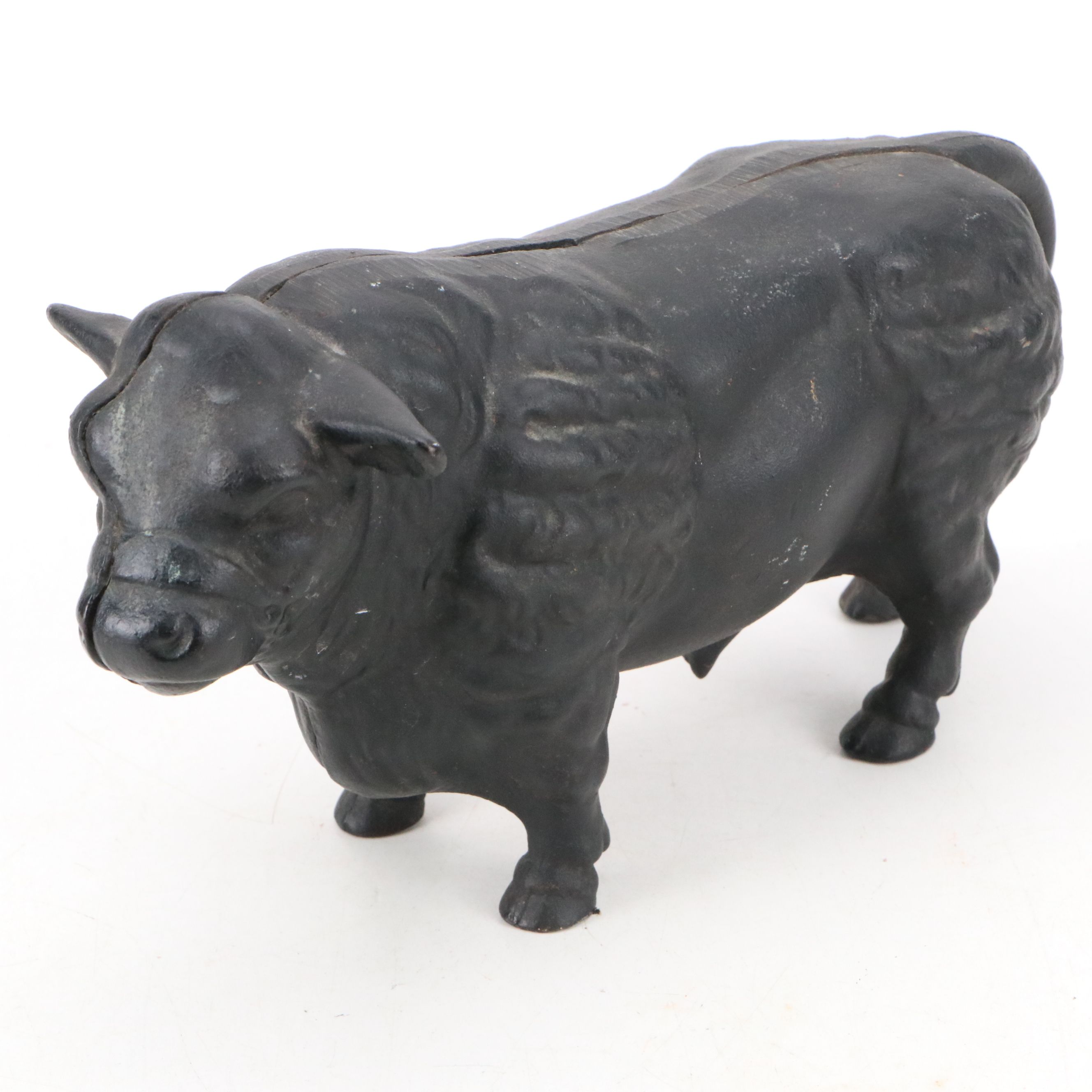Painted Cast Iron Bull and Cow Coin Banks