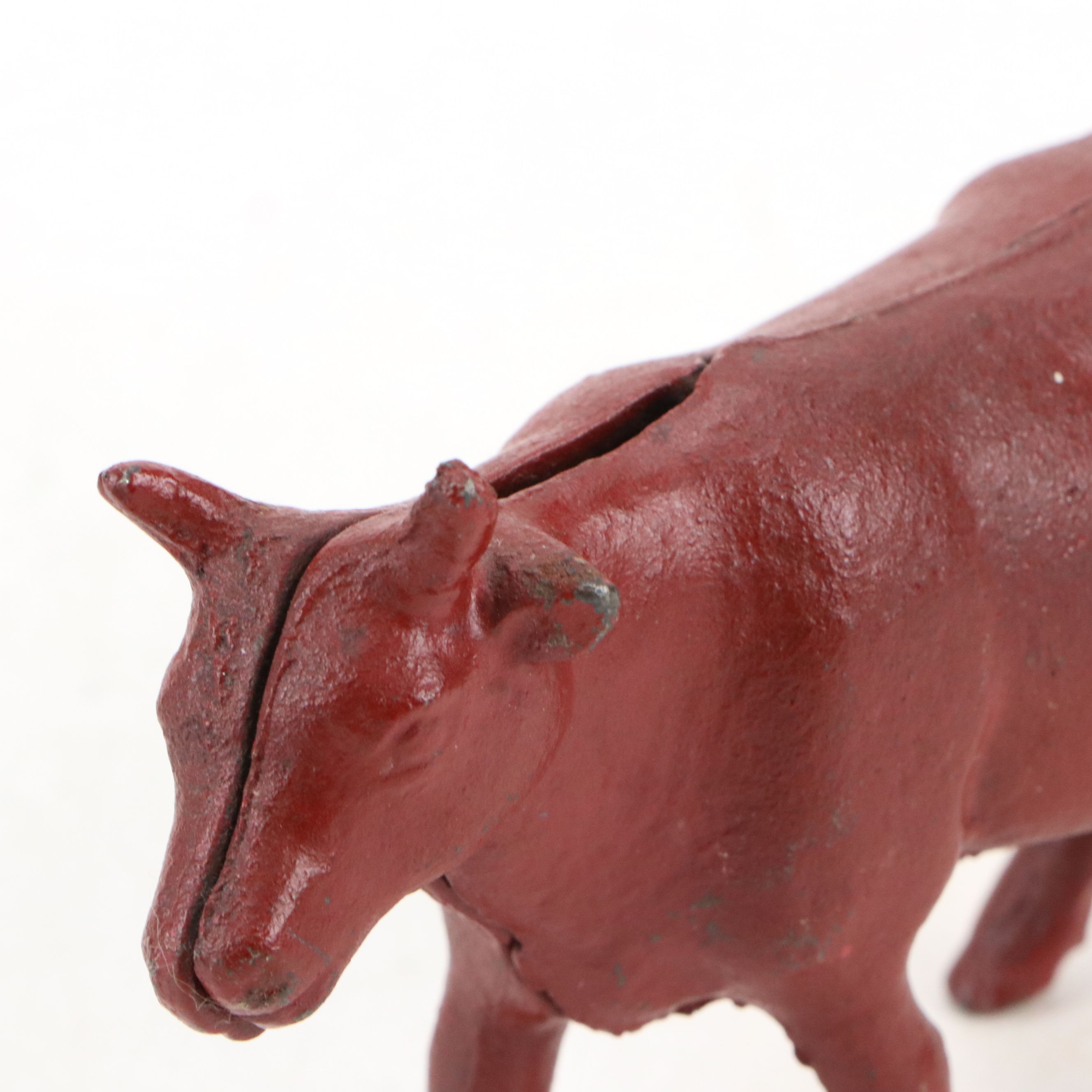 Painted Cast Iron Bull and Cow Coin Banks