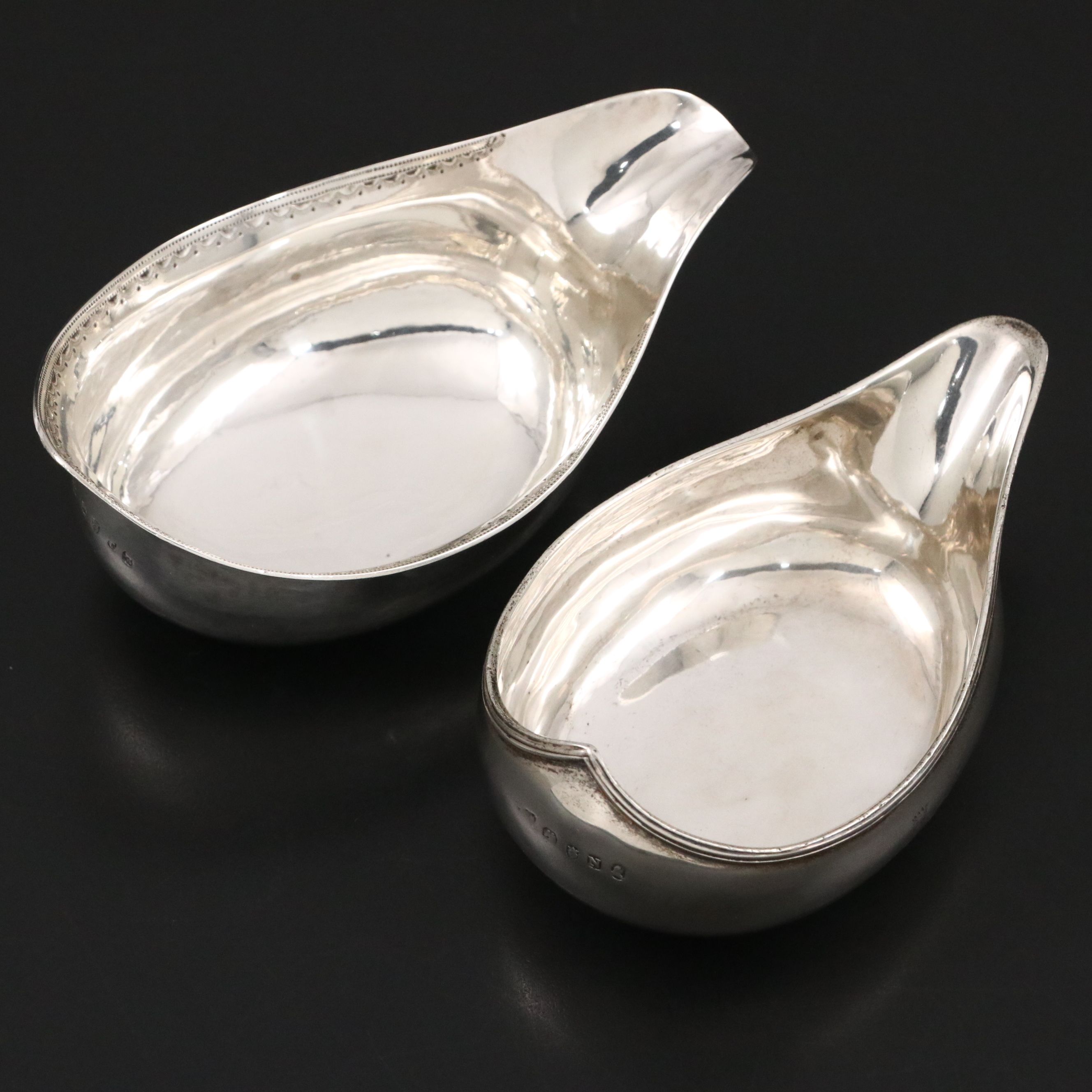 Georgian Sterling Silver Pap Boats, 1794 and 1808