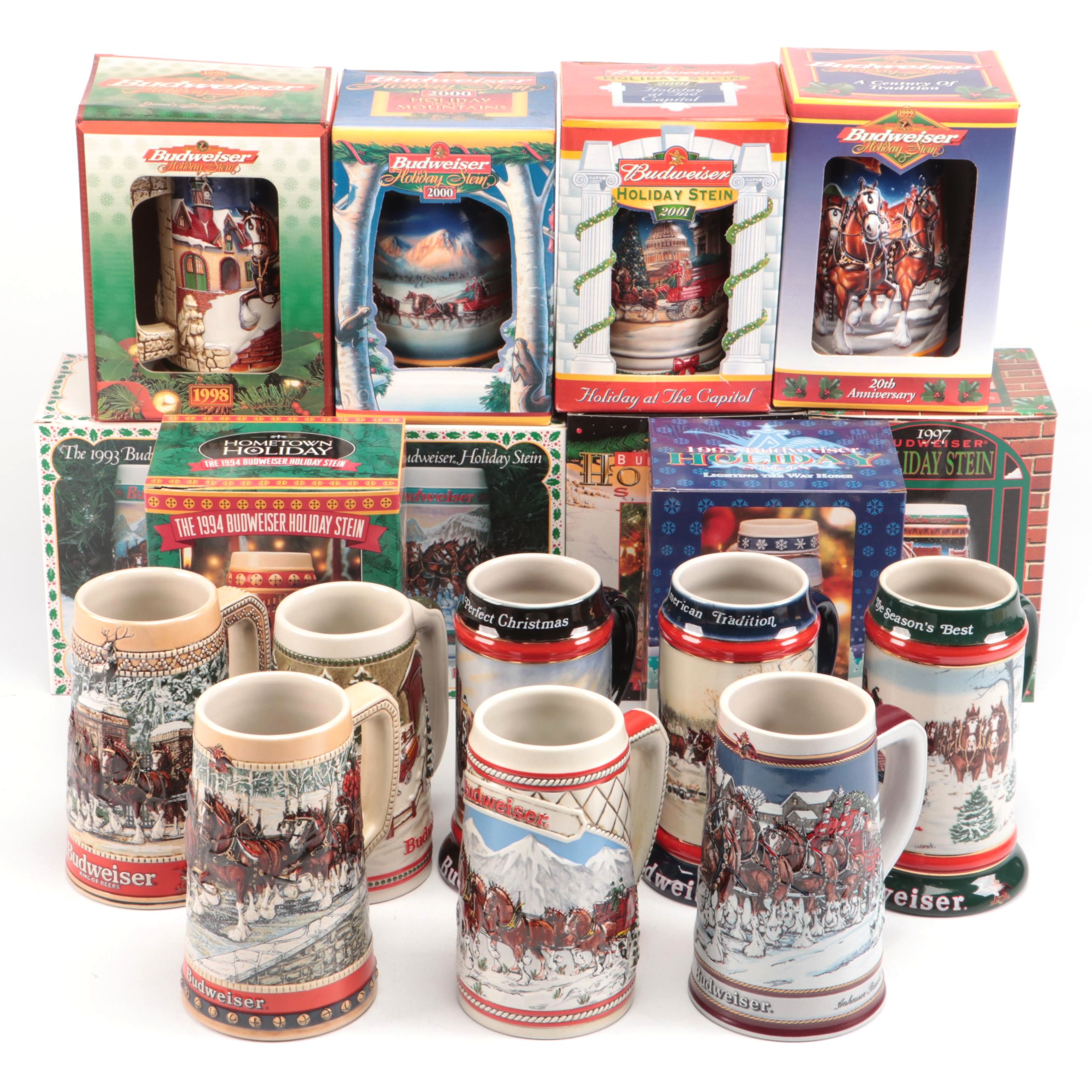Novelty Christmas Budweiser Steins