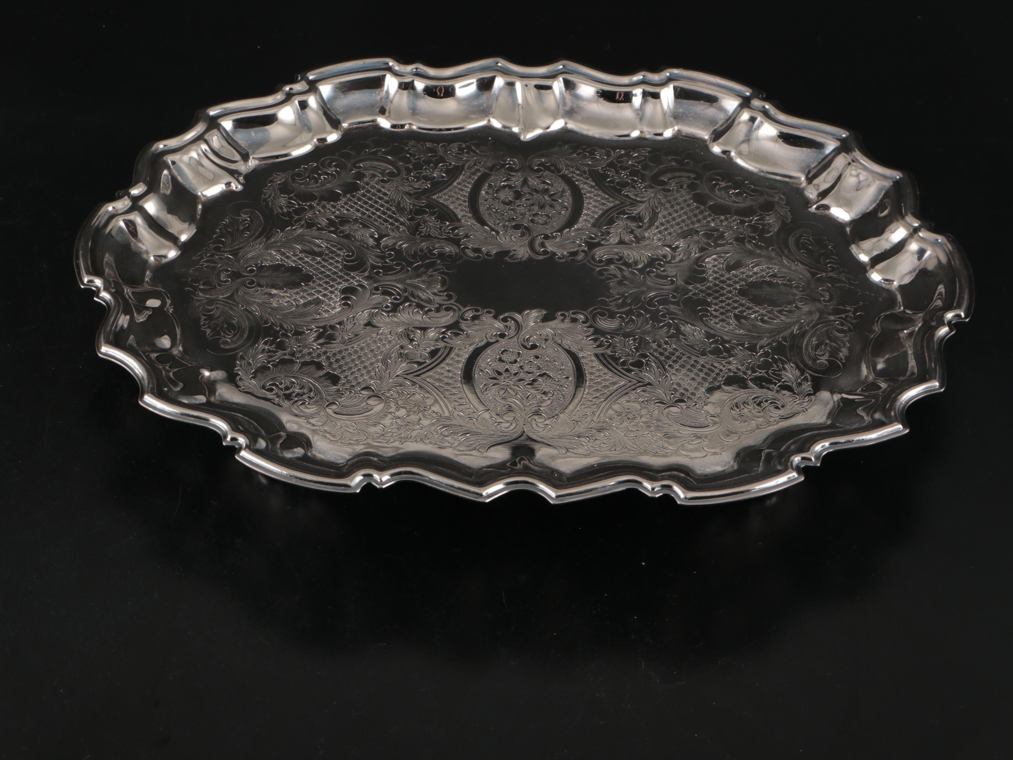 Amston Sterling Silver and Glass Coasters with Silver Plated Serveware