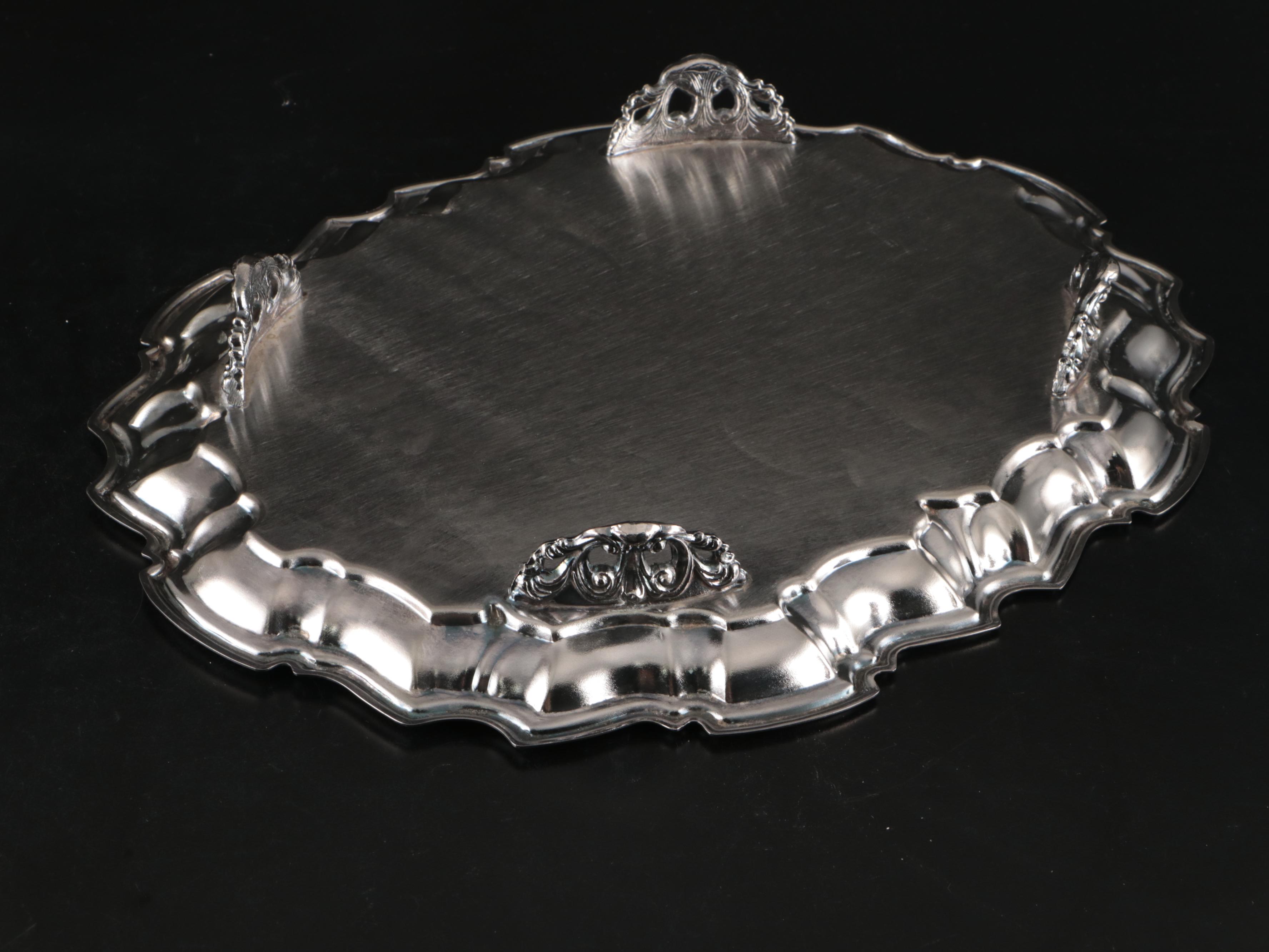 Amston Sterling Silver and Glass Coasters with Silver Plated Serveware