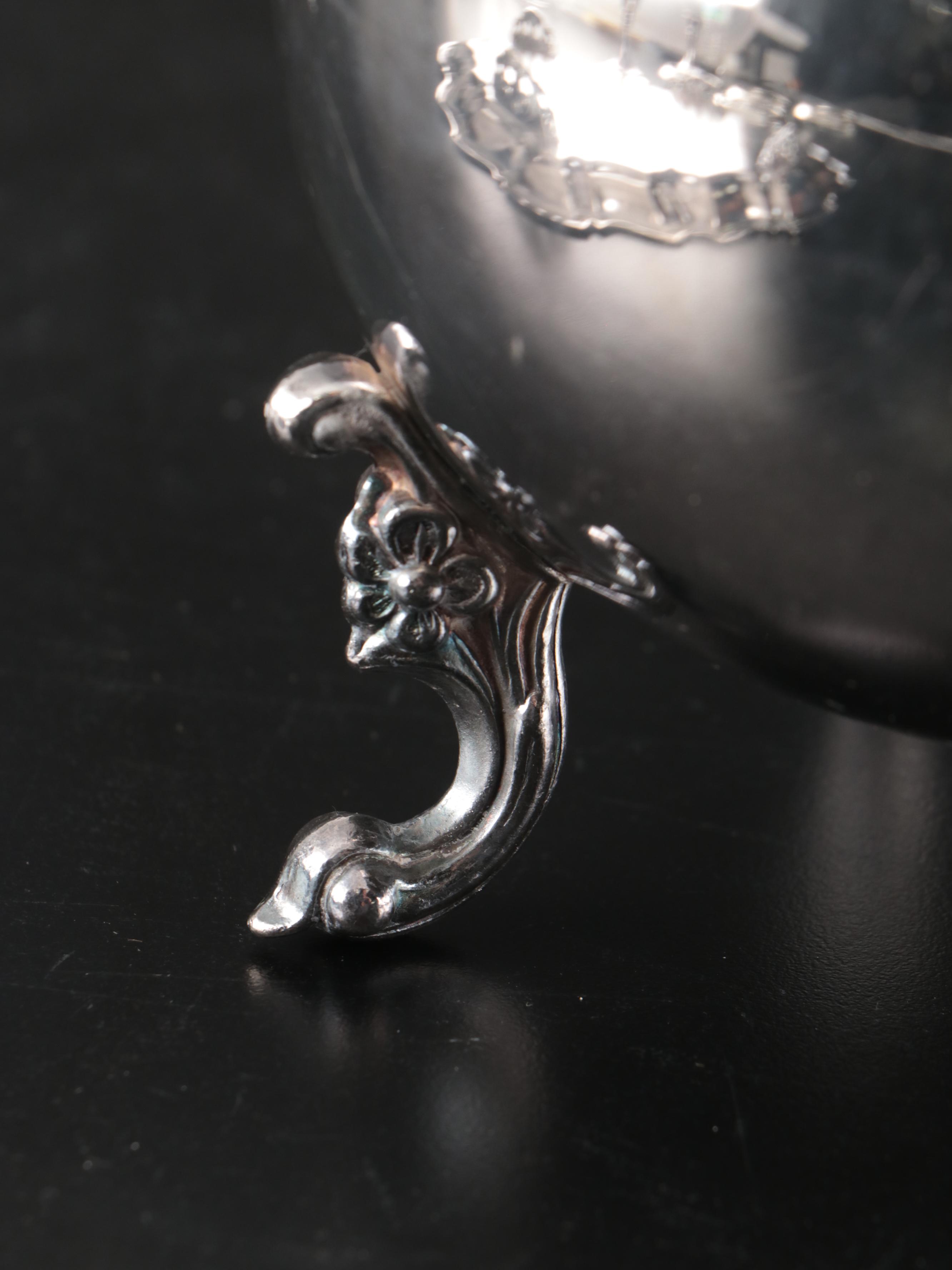 Amston Sterling Silver and Glass Coasters with Silver Plated Serveware