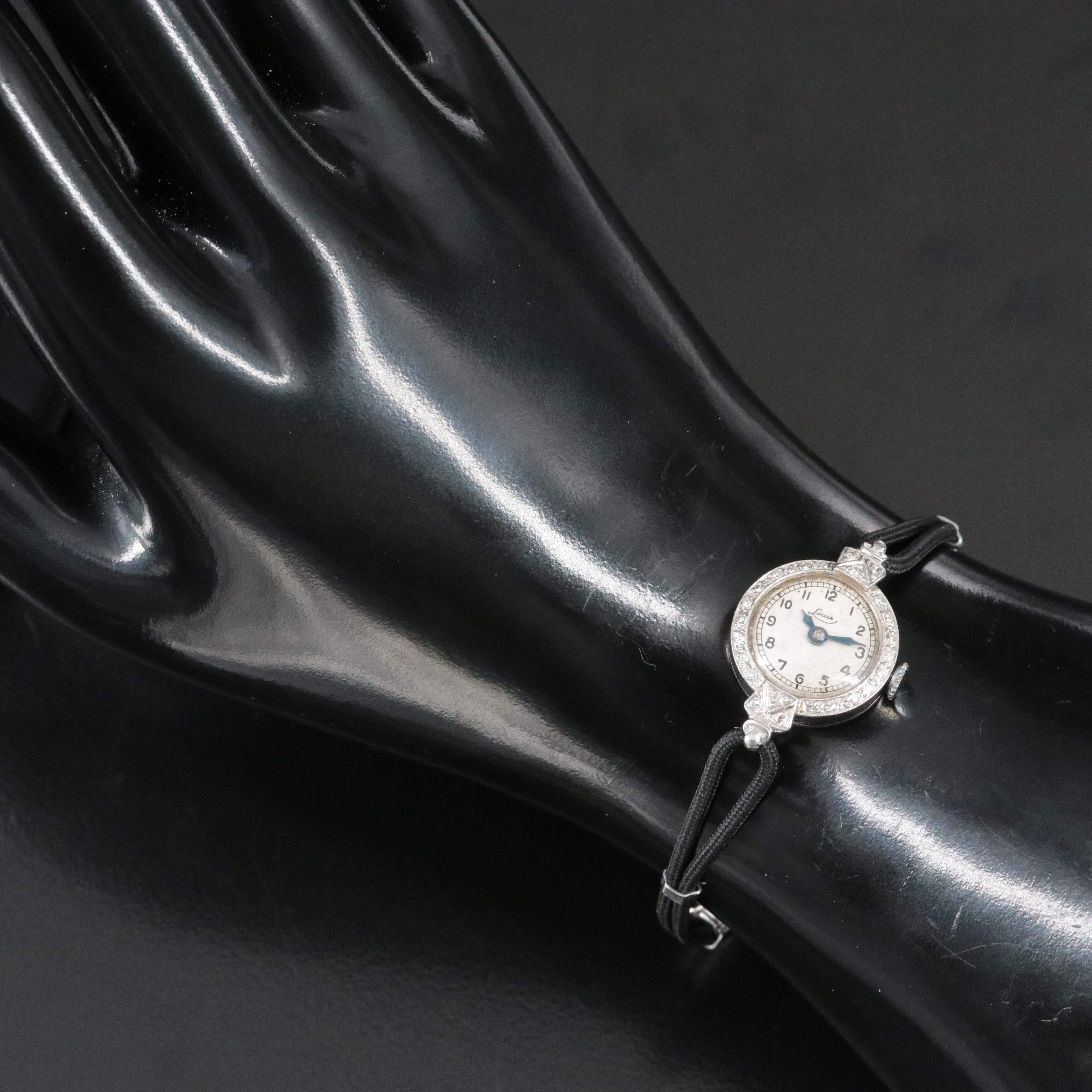 Louis Diamond and Platinum Quartz Conversion Watch